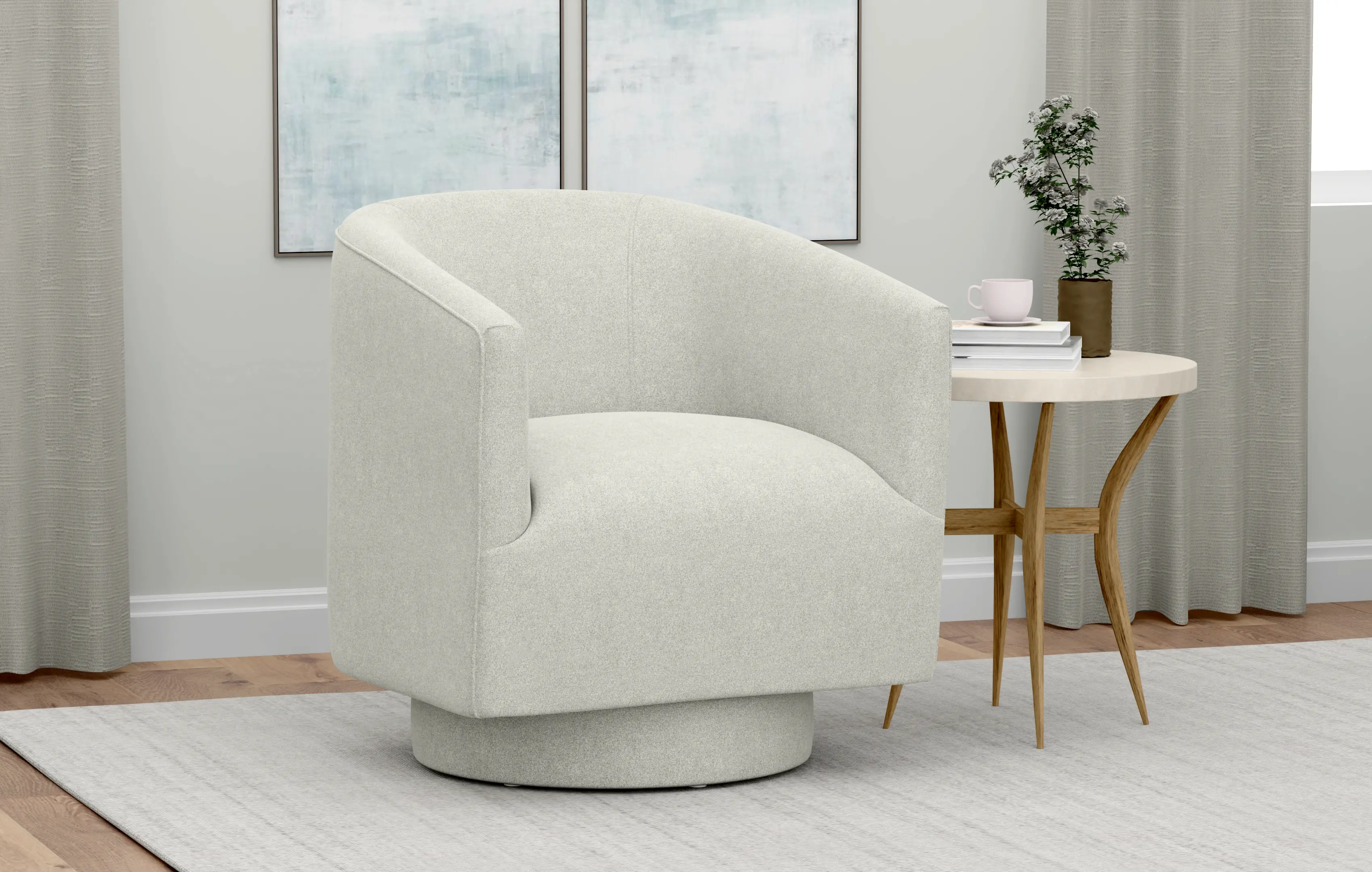 Brylee White Swivel Accent Chair-10