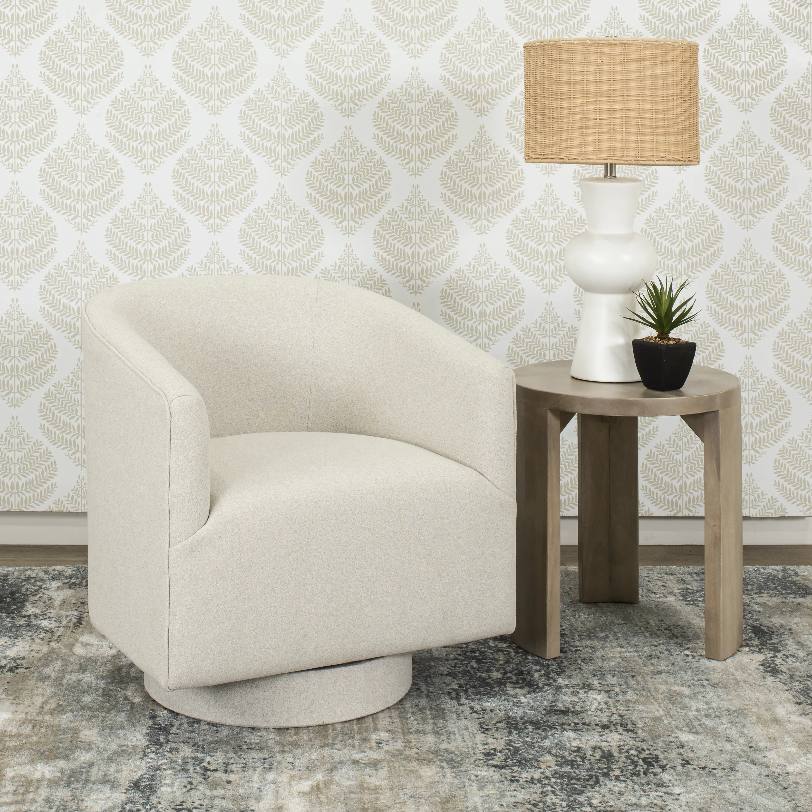 Brylee White Swivel Accent Chair-2