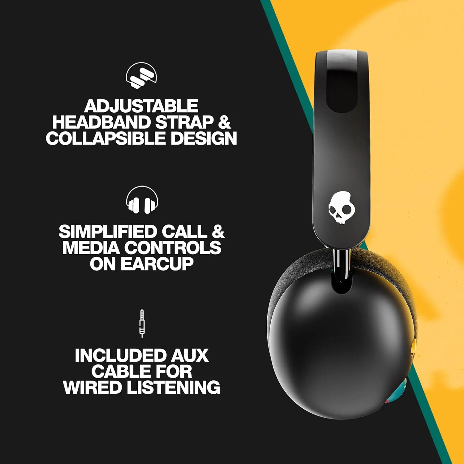 S6KAY-R740 Skullcandy Grom Over-Ear Wired Headphones for Kids - Black-2