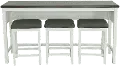Study Hall White Counter Height Table with 3 Stools