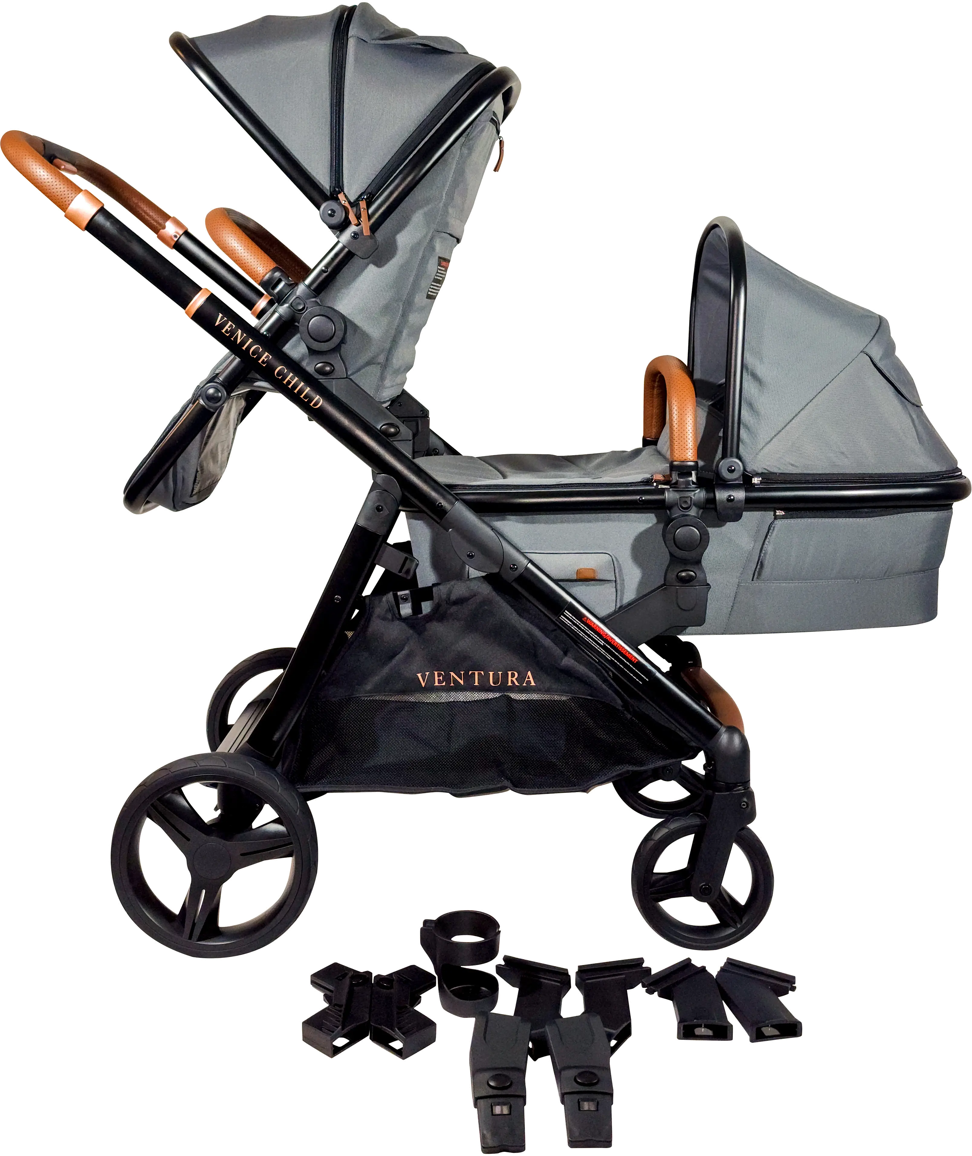 VCHD-VA202-01 Venice Child Ventura Single to Double Stroller with Bassinet-1