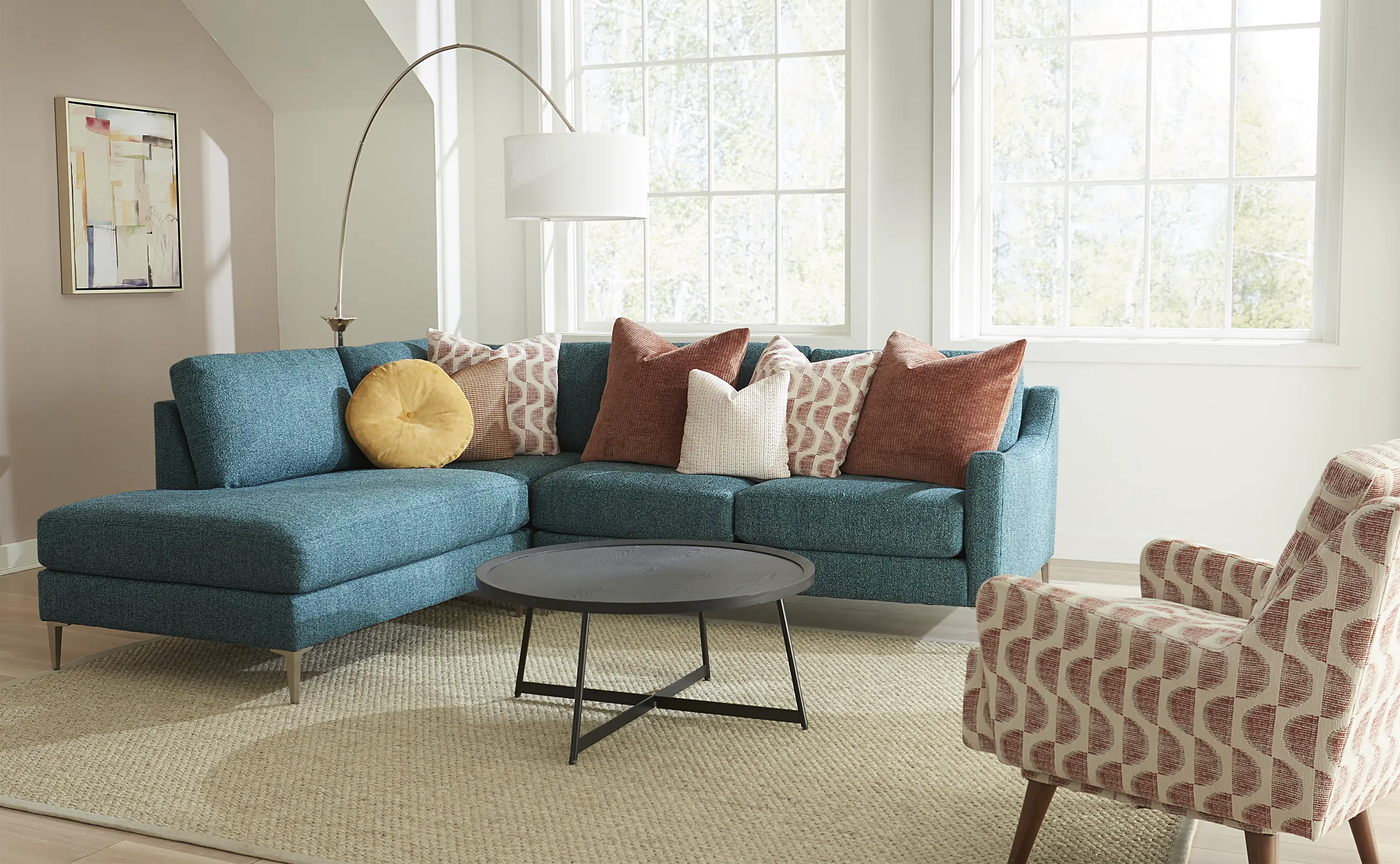 Design Lab Mostny Teal 3 Piece Sectional-2