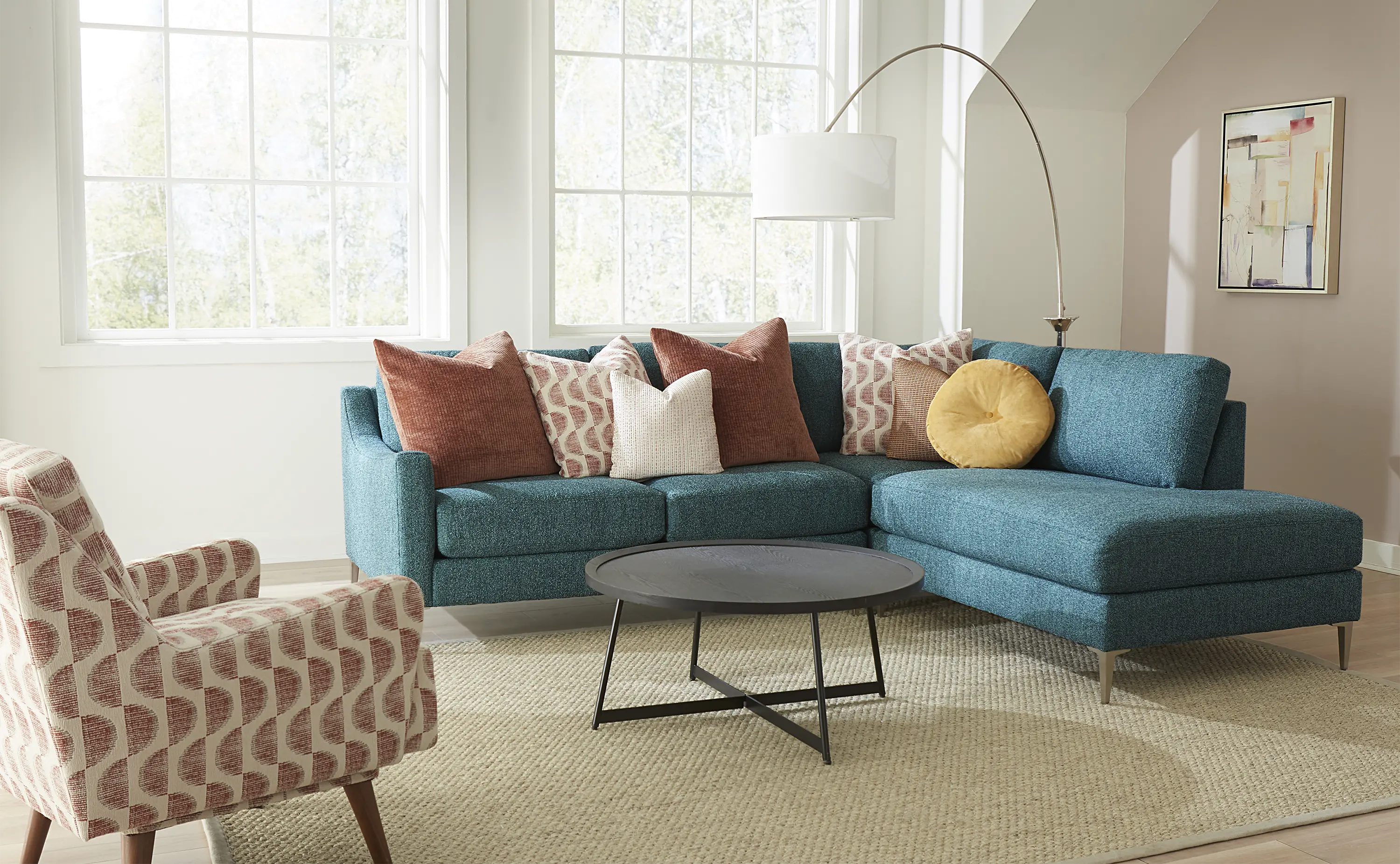 Design Lab Mostny Teal 3 Piece Sectional-2