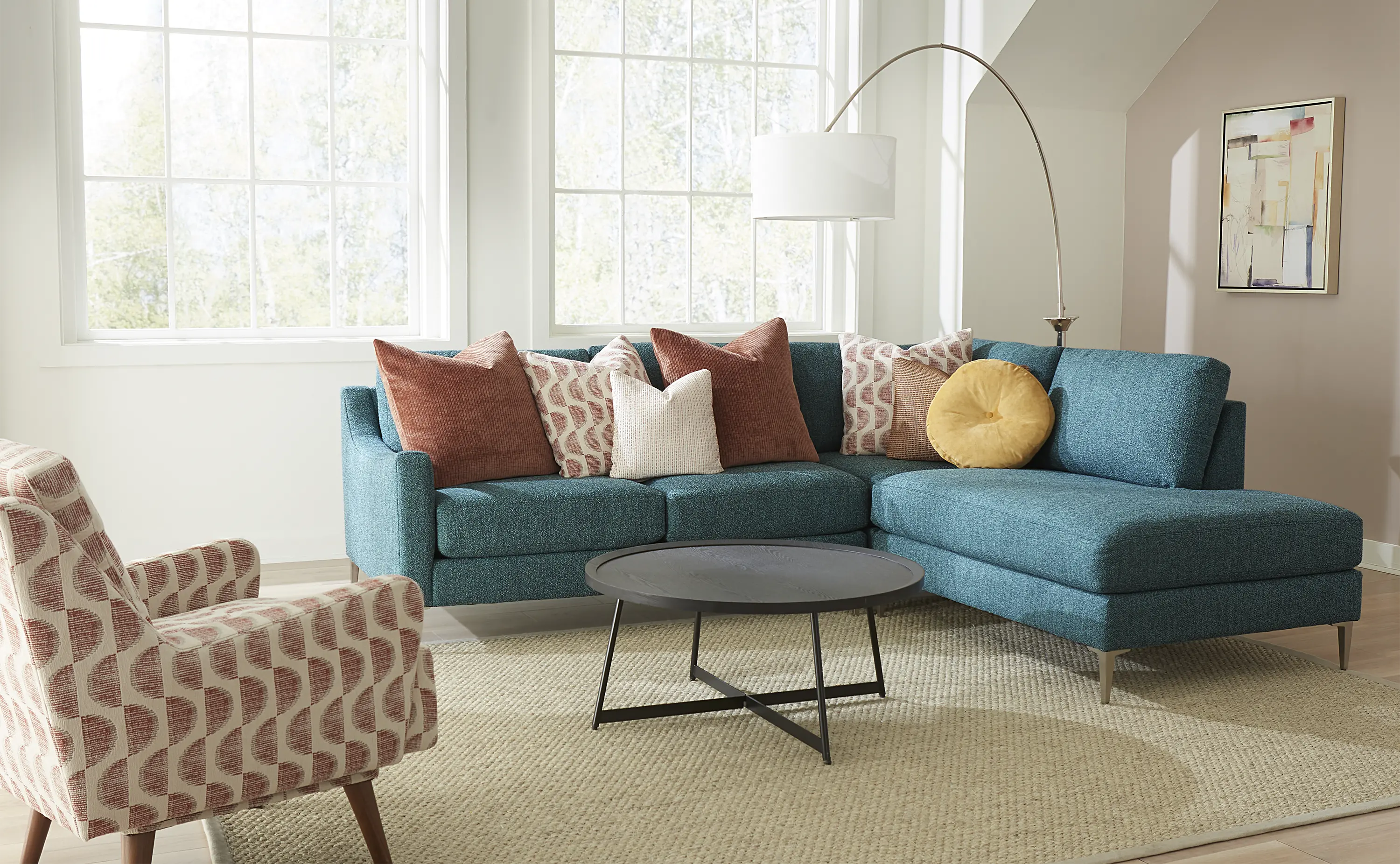 Design Lab Mostny Teal 3-Piece Sectional-2