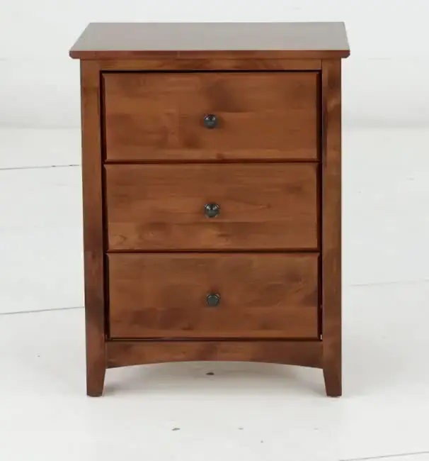 Shaker Tuscan Brown 3-Drawer Nightstand-11