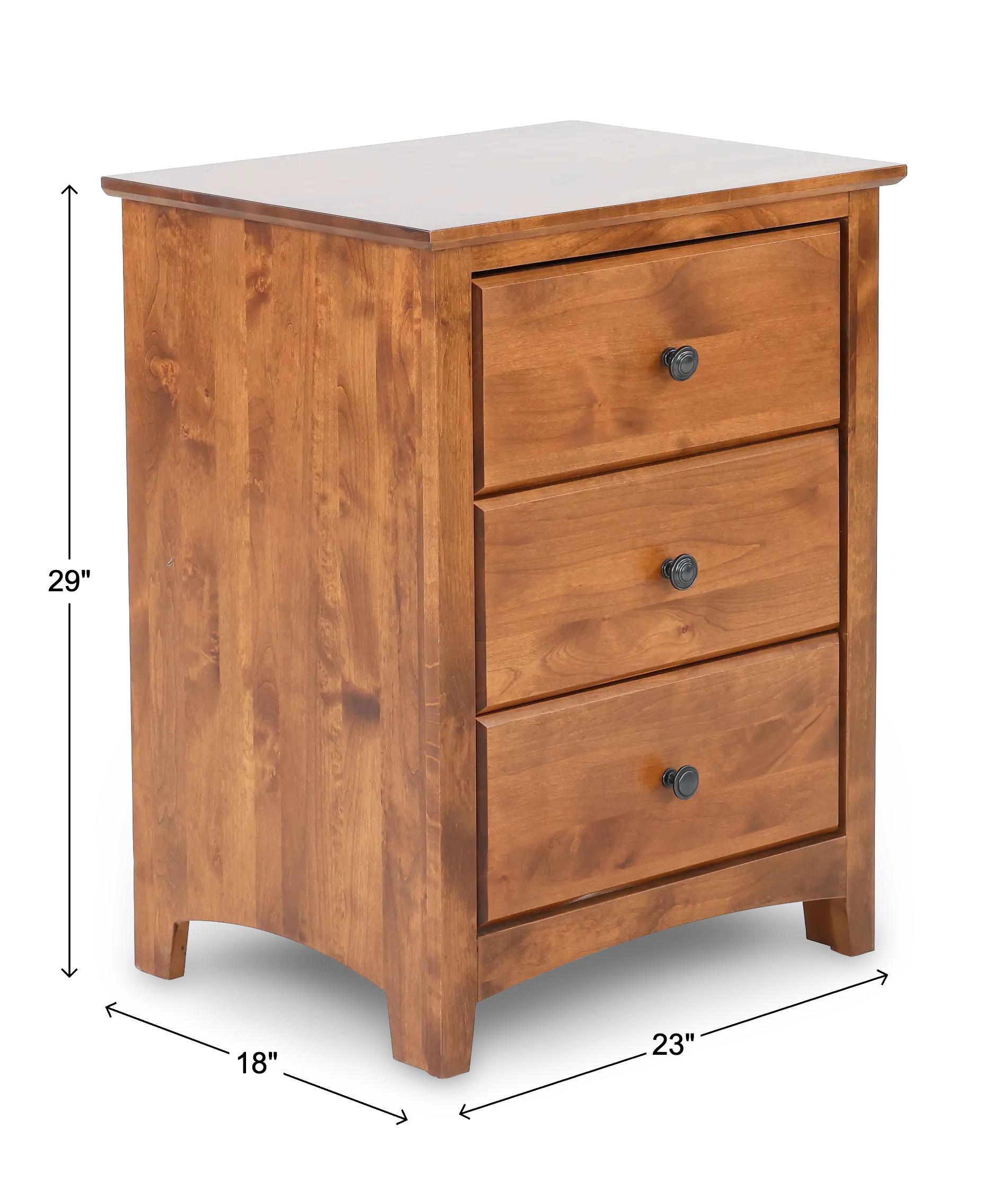 Shaker Tuscan Brown 3-Drawer Nightstand-3