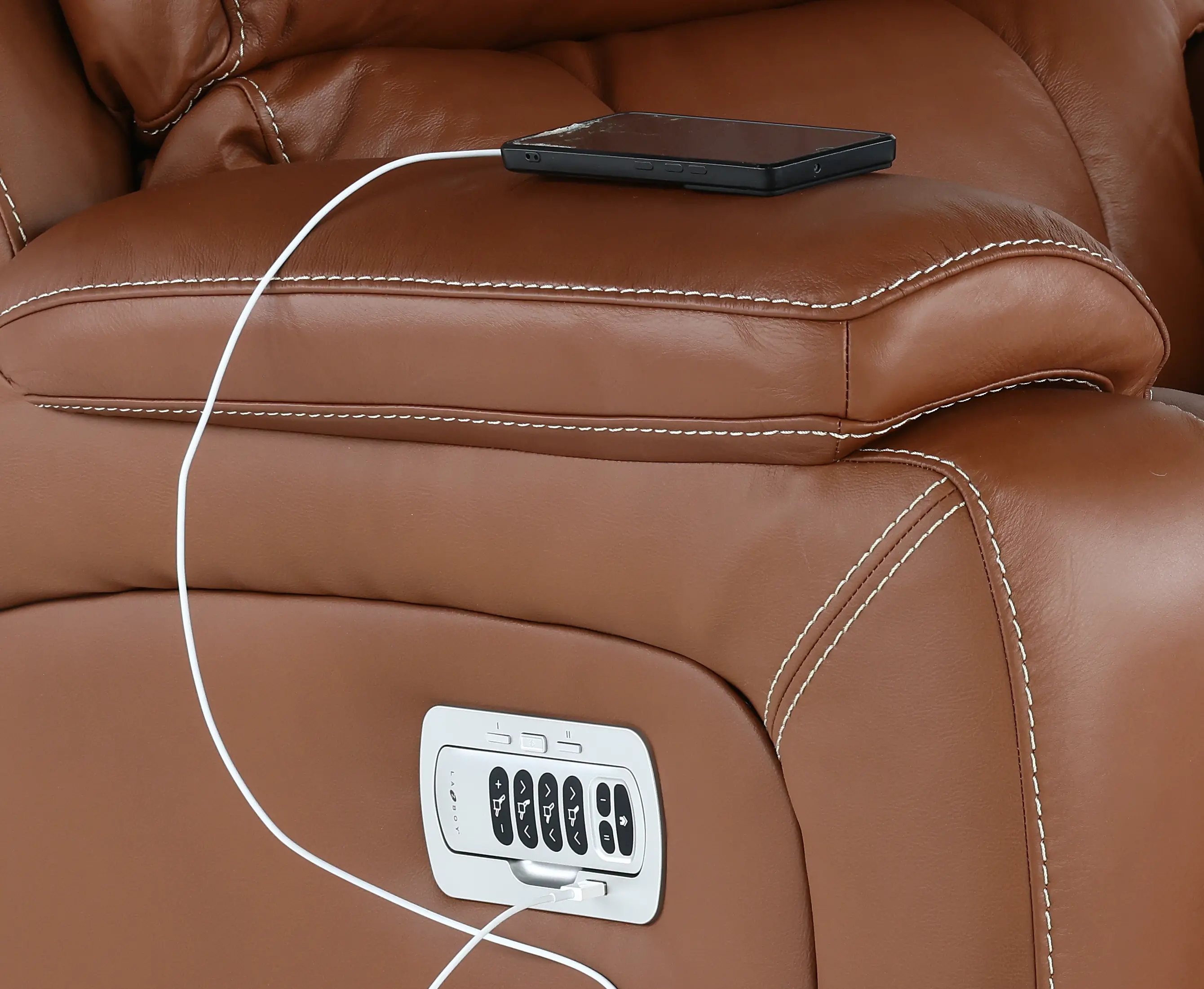 10X-530-RW/LB193077 Greyson Caramel Power Rocker Recliner with Headrest and Lumbar-7
