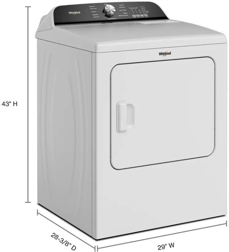 WGD6150PW Whirlpool Gas Dryer W6150 - White 7.0 Cu Ft-3