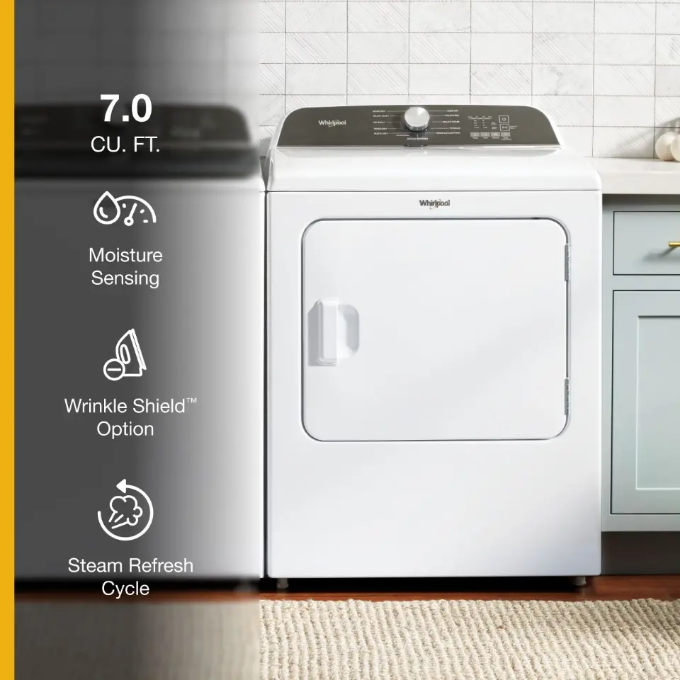 WGD6150PW Whirlpool Gas Dryer W6150 - White 7.0 Cu Ft-5