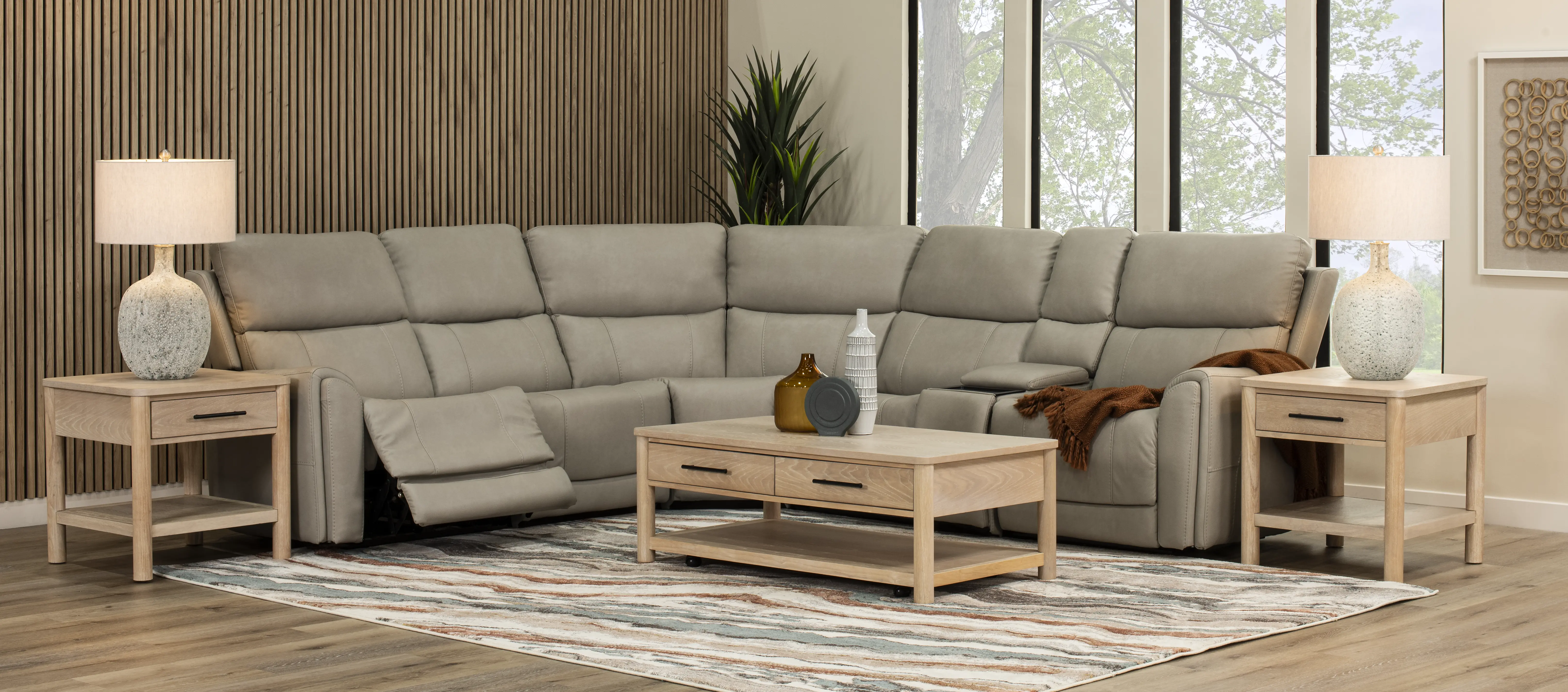 Damon Dove Gray 6-Piece Power Reclining Sectional with Wireless Charging-2