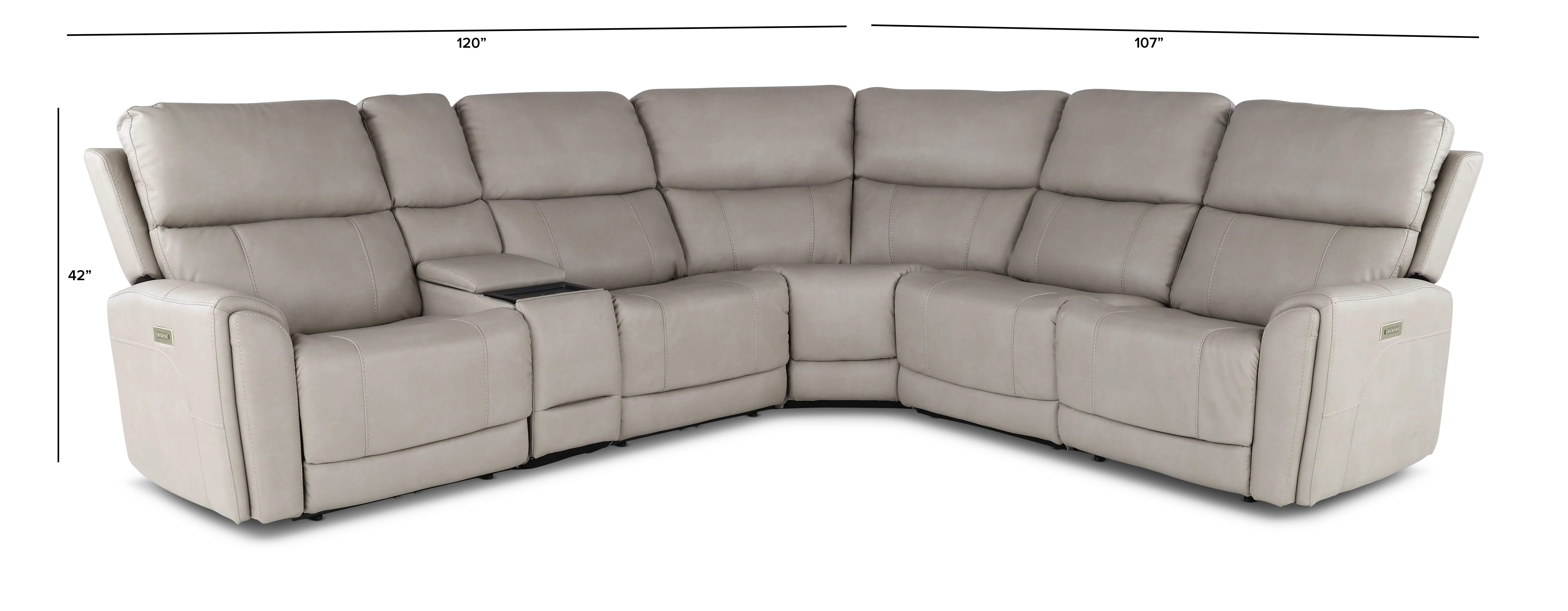 Damon Dove Gray 6-Piece Power Reclining Sectional with Wireless Charging-3