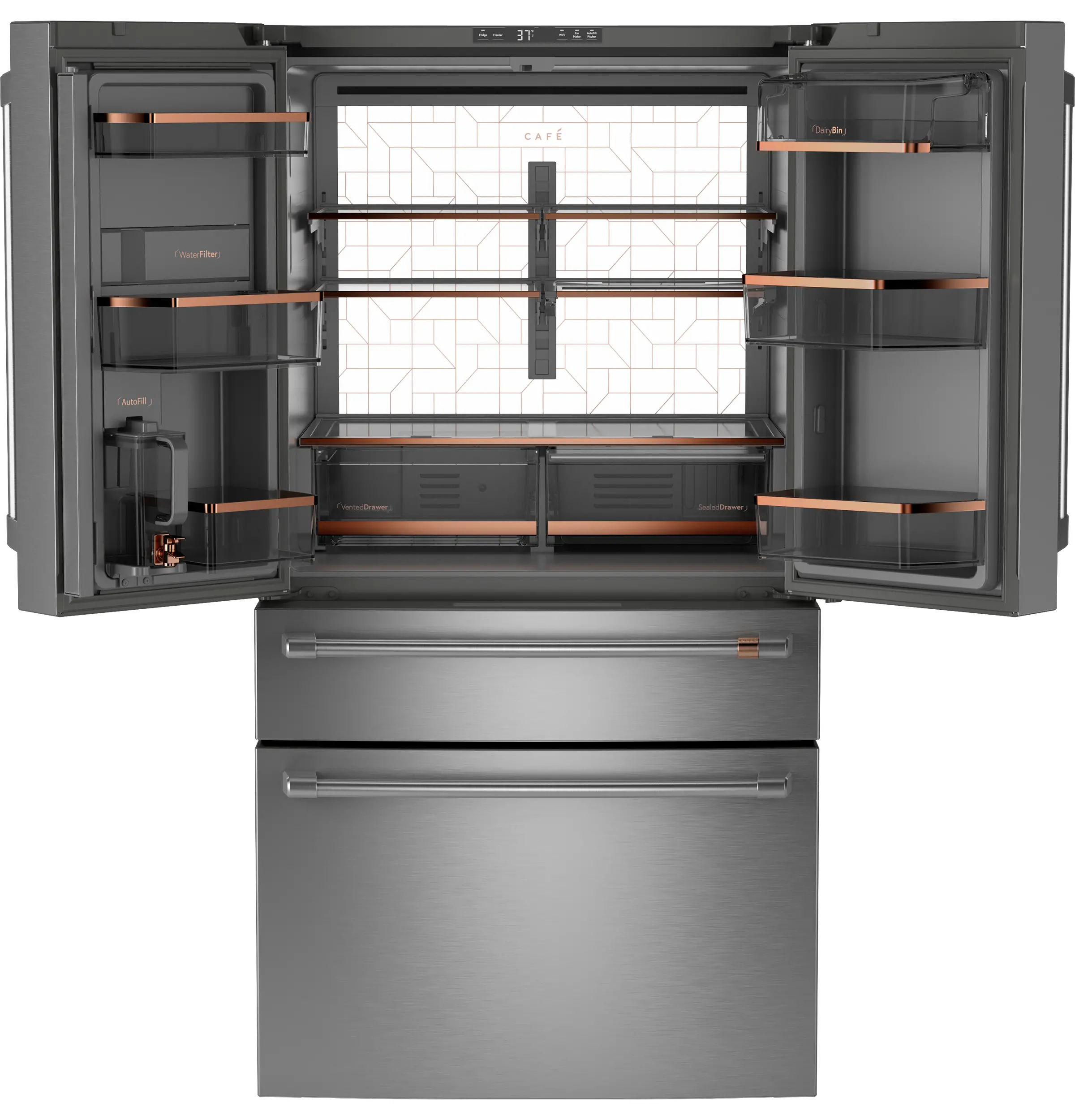 CGE29DP2TS1 GE Cafe 28.7 Cu Ft French Door Refrigerator - Stainless Steel-4
