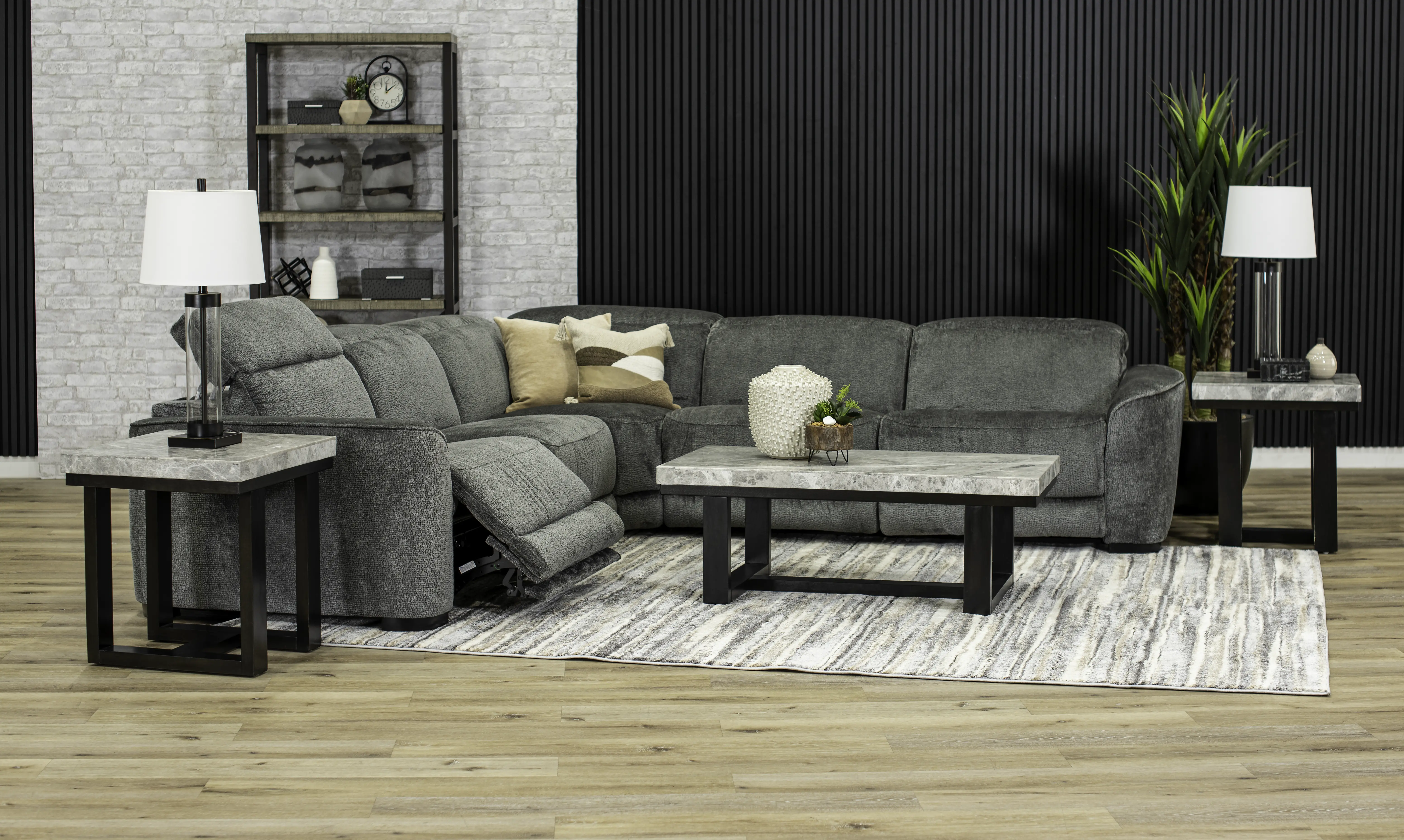 Waves Graphite 5 Piece Power Reclining Sectional-2