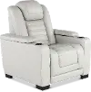 Transformer Light Gray Leather Power Recliner with Power Headrest