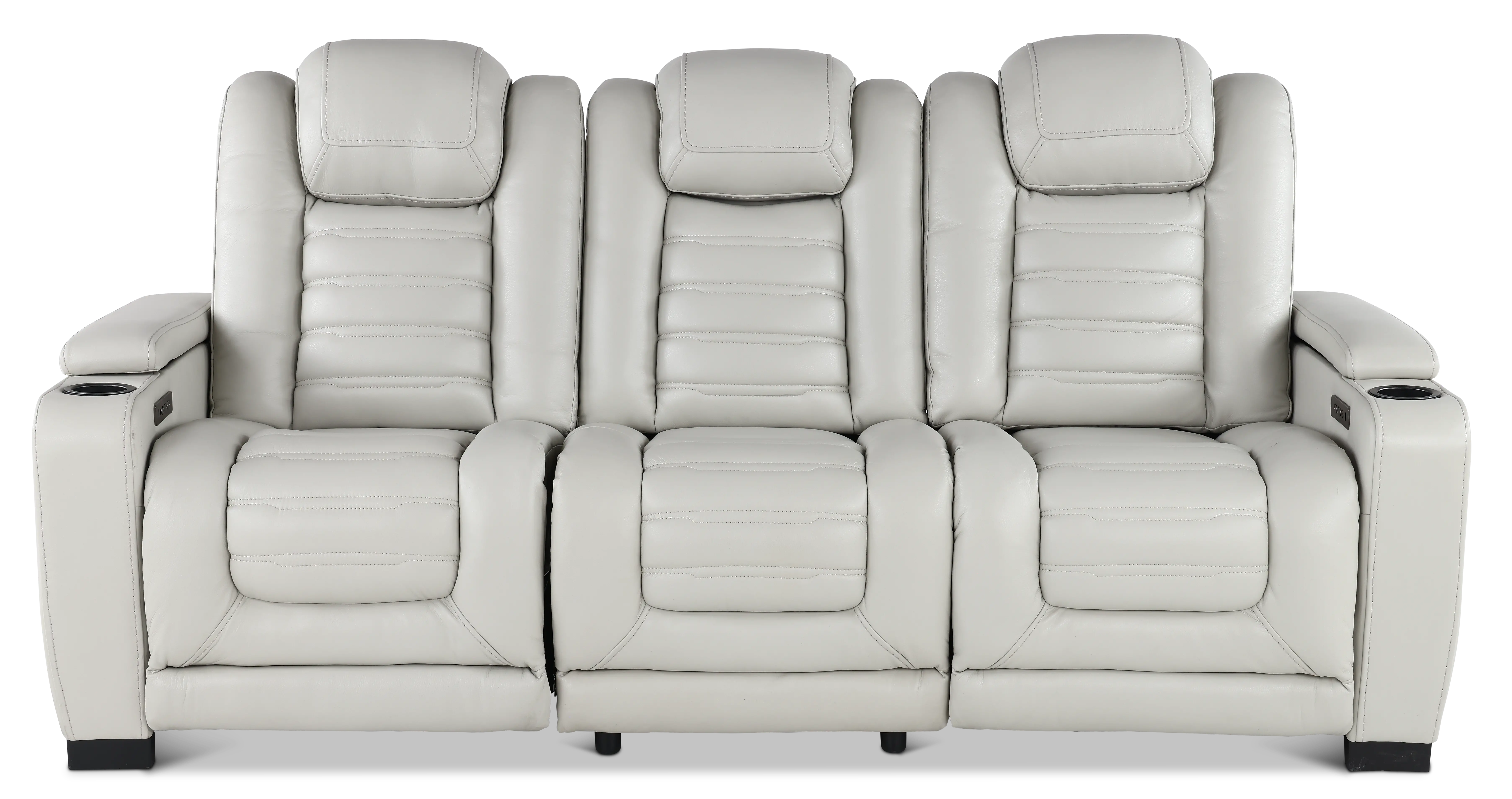 Transformer Light Gray Leather 3 Piece Power Reclining Sofa-1