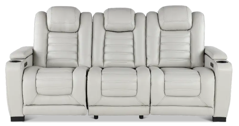 Transformer Light Gray Leather 3 Piece Power Reclining Sofa