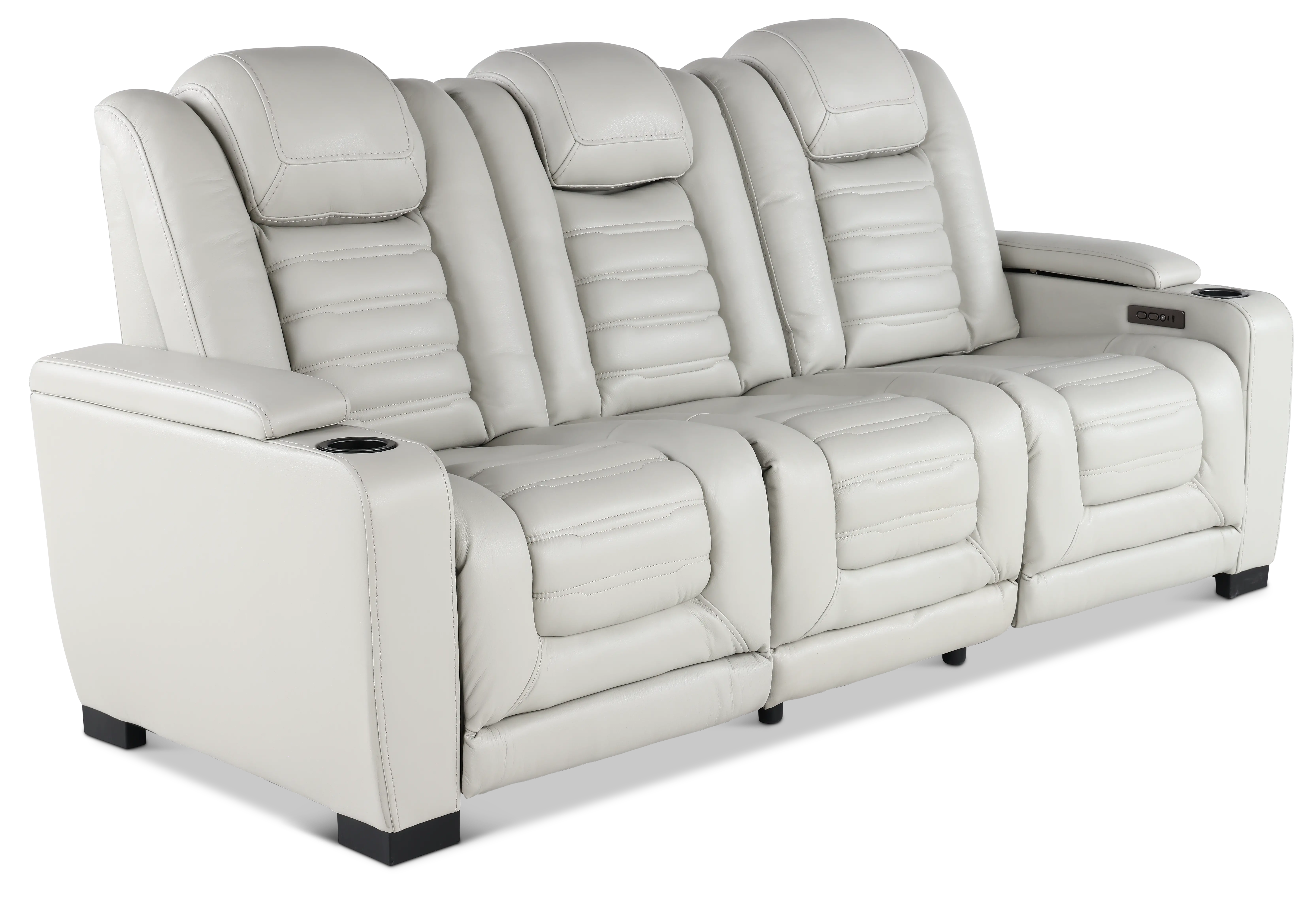 Transformer Light Gray Leather 3 Piece Power Reclining Sofa-4