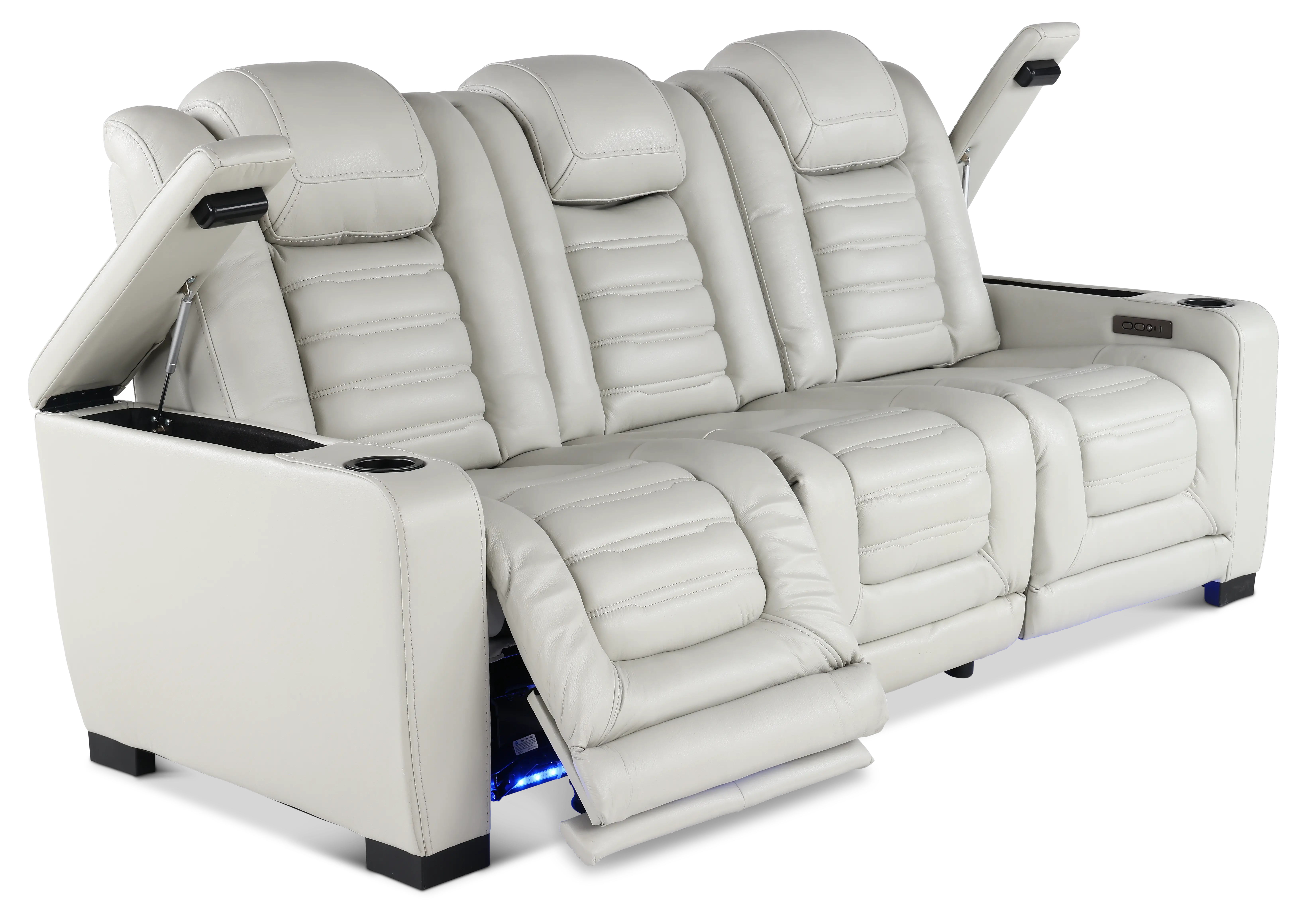 Transformer Light Gray Leather 3 Piece Power Reclining Sofa-5