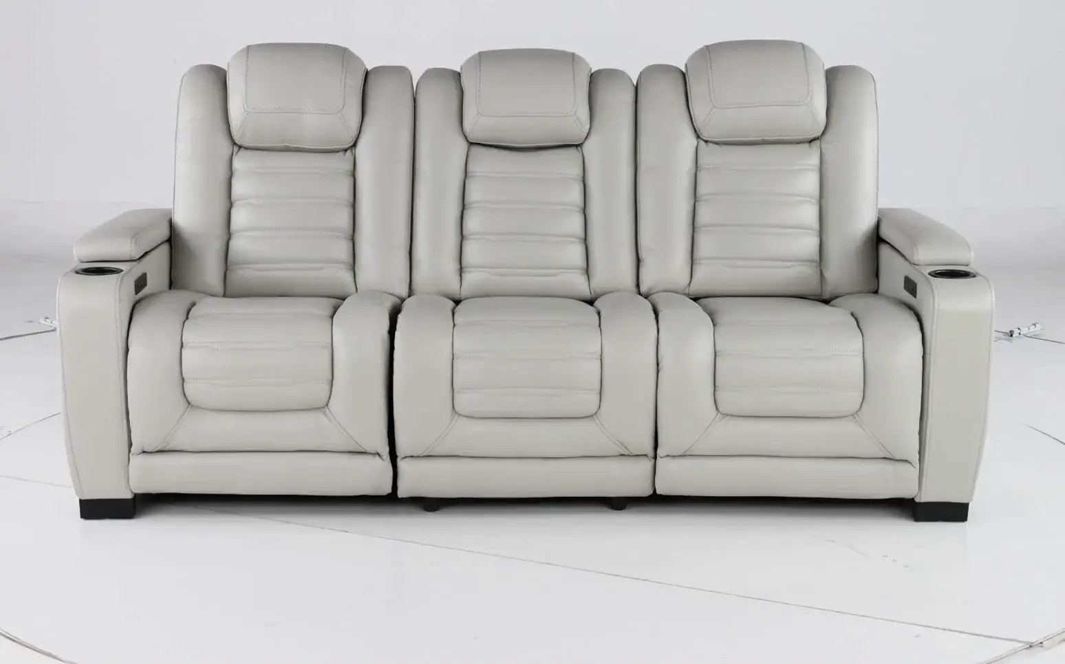 Transformer Light Gray Leather 3 Piece Power Reclining Sofa-9