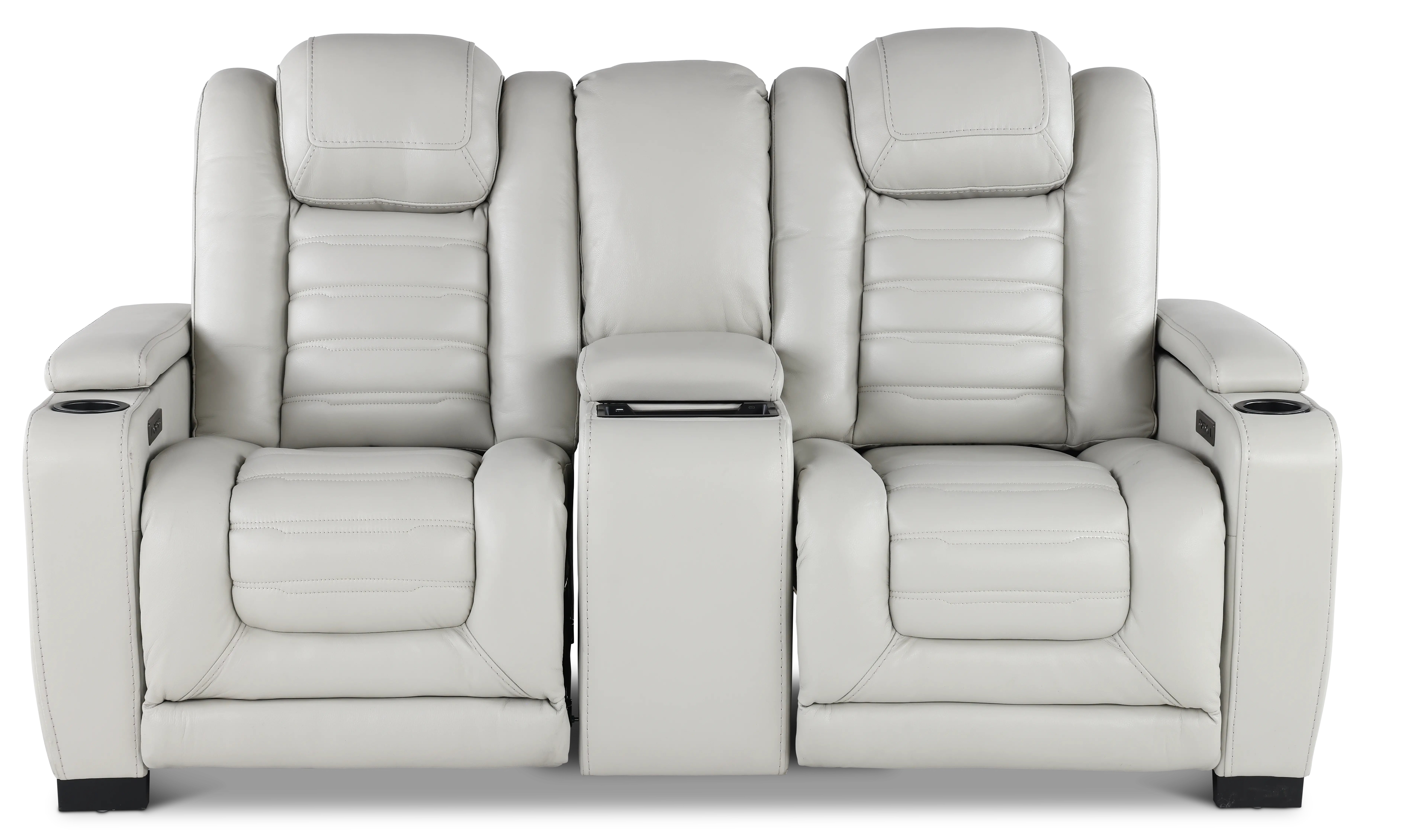 Transformer Light Gray Leather 3 Piece Power Reclining Loveseat-1
