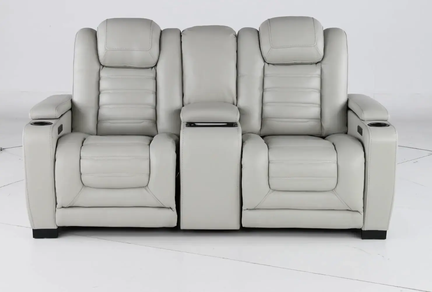 Transformer Light Gray Leather 3 Piece Power Reclining Loveseat-10