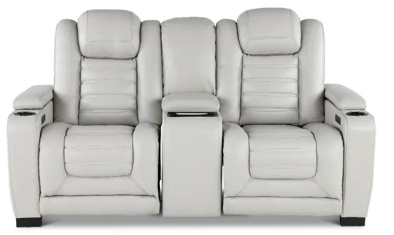 Transformer Light Gray Leather 3 Piece Power Reclining Loveseat