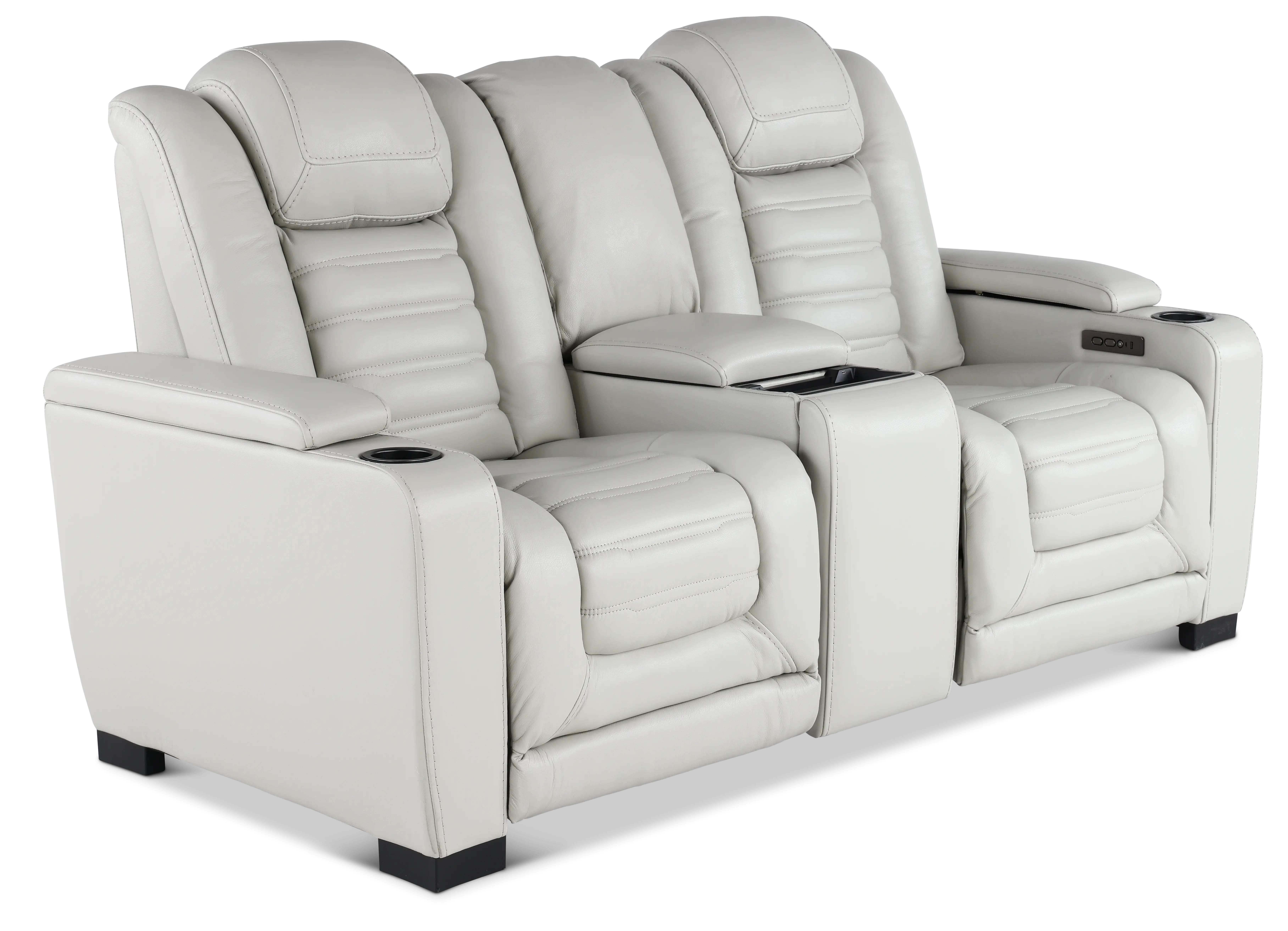 Transformer Light Gray Leather 3 Piece Power Reclining Loveseat-4