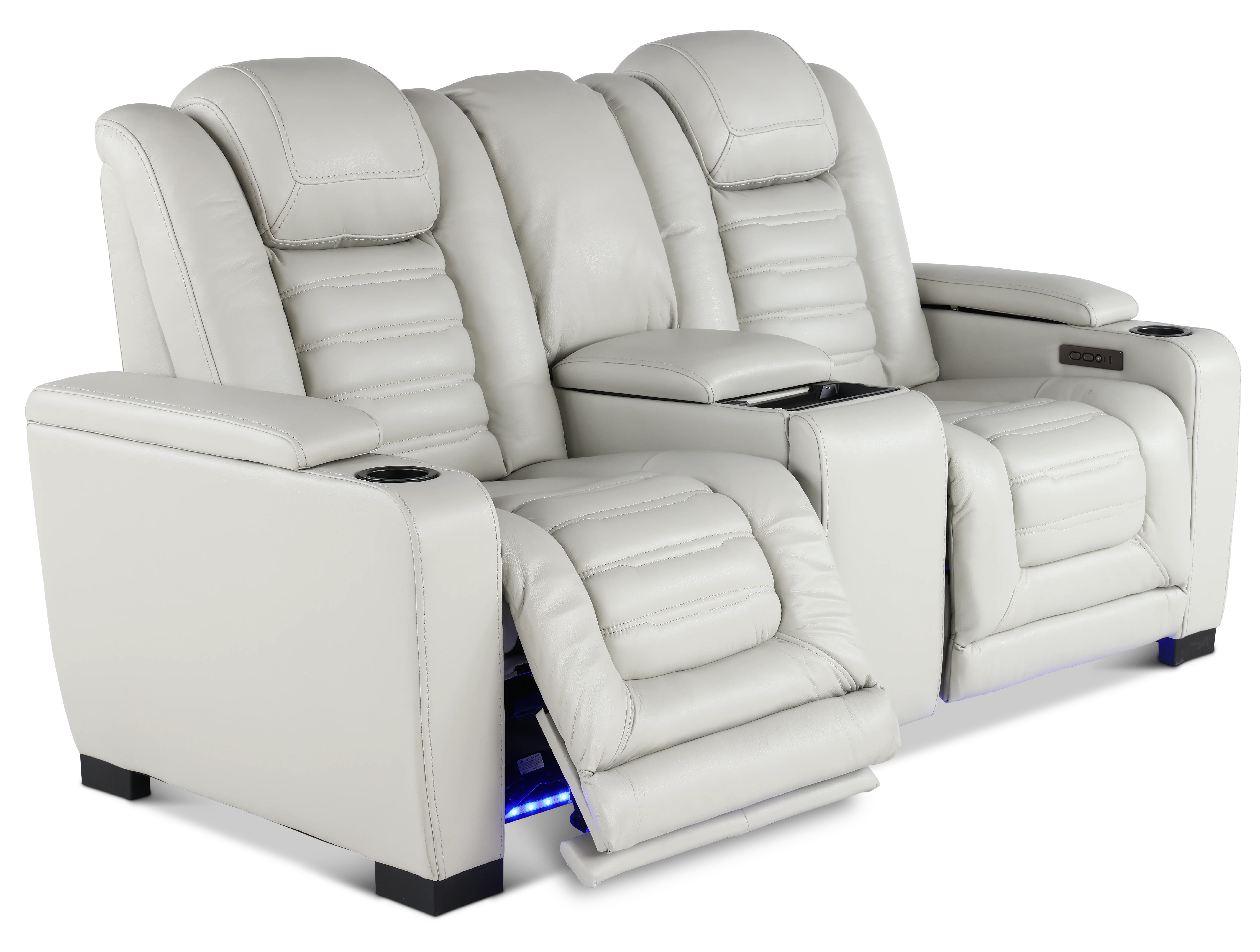 Transformer Light Gray Leather 3 Piece Power Reclining Loveseat-5