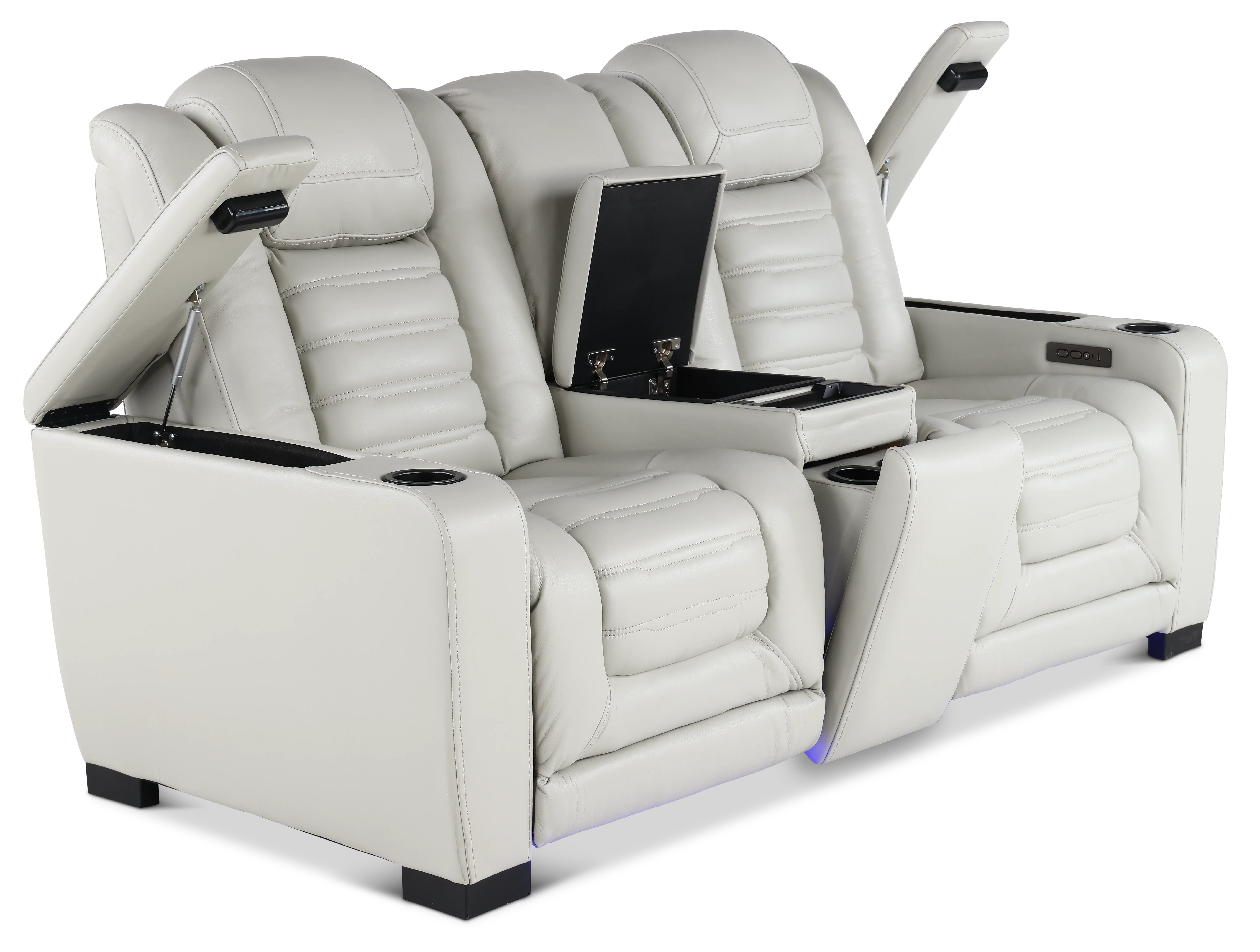 Transformer Light Gray Leather 3 Piece Power Reclining Loveseat-6