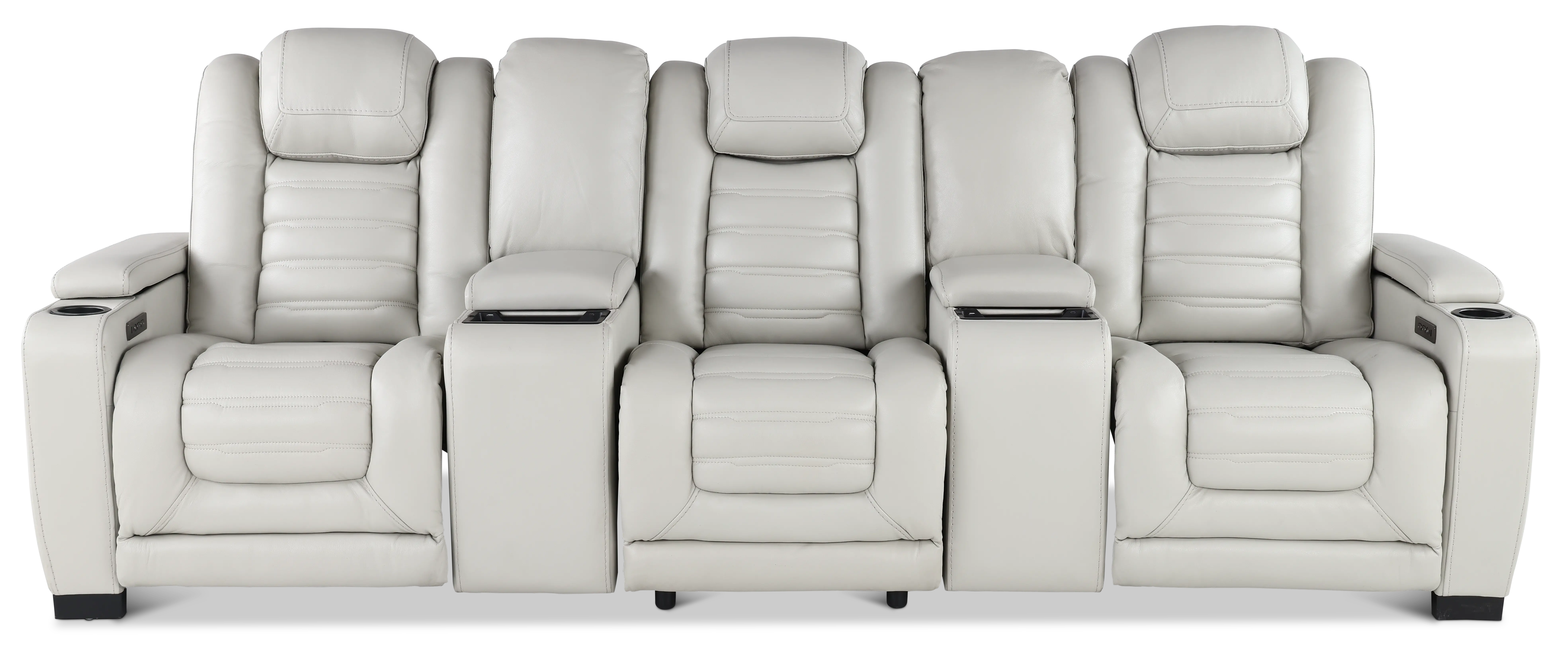 Transformer Light Gray Leather 5 Piece Power Reclining Home Theater Seating-1