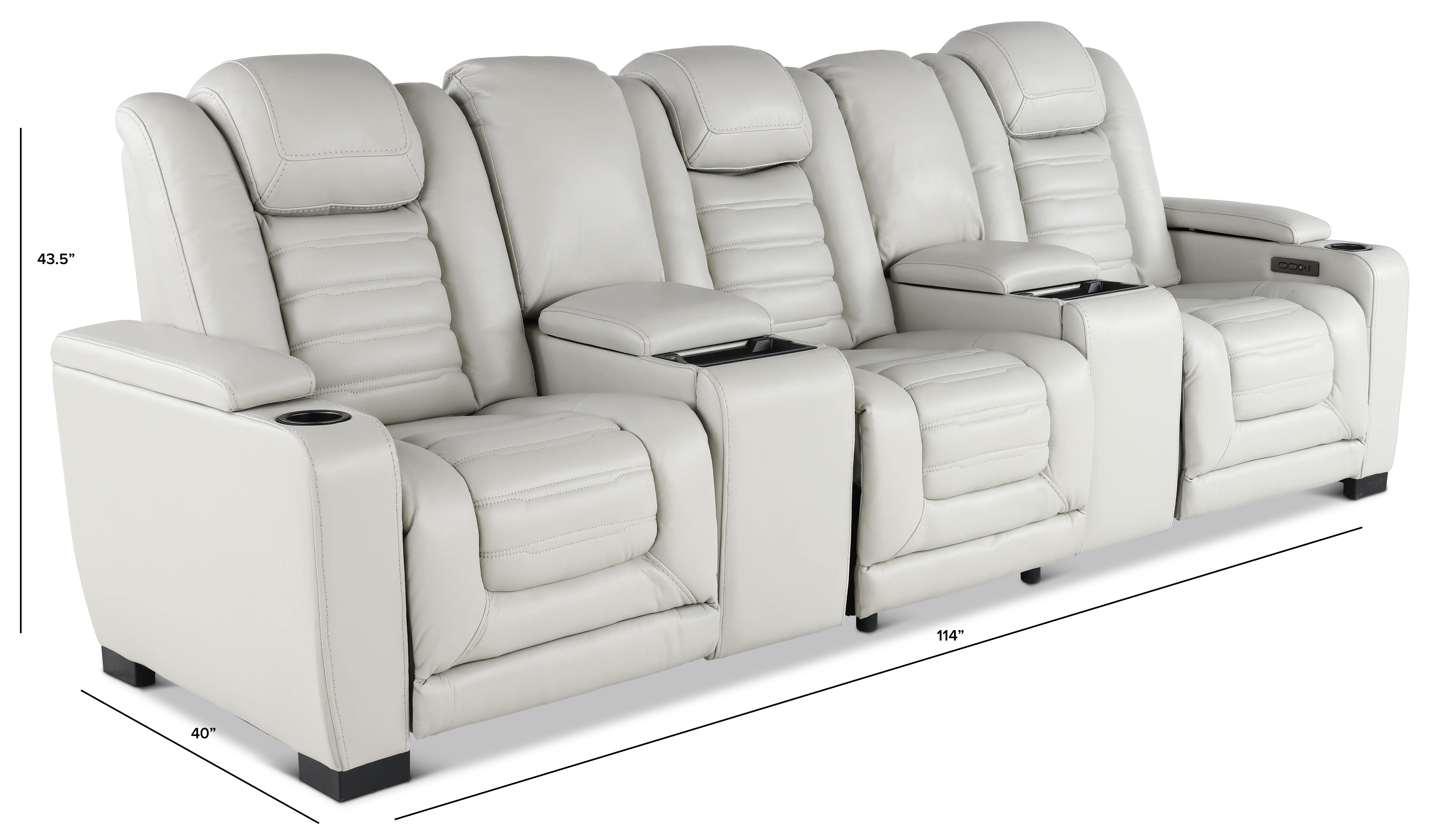 Transformer Light Gray Leather 5 Piece Power Reclining Home Theater Seating-3