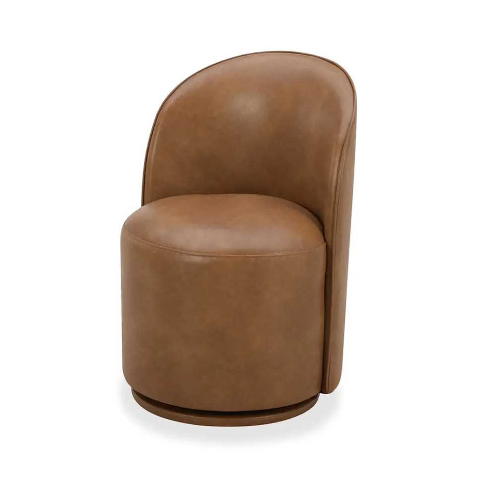 Copley Camel Brown Upholstered Swivel Dining Chair-1