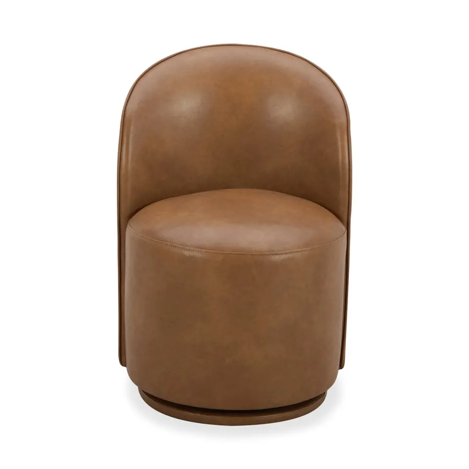 Copley Camel Brown Upholstered Swivel Dining Chair-2