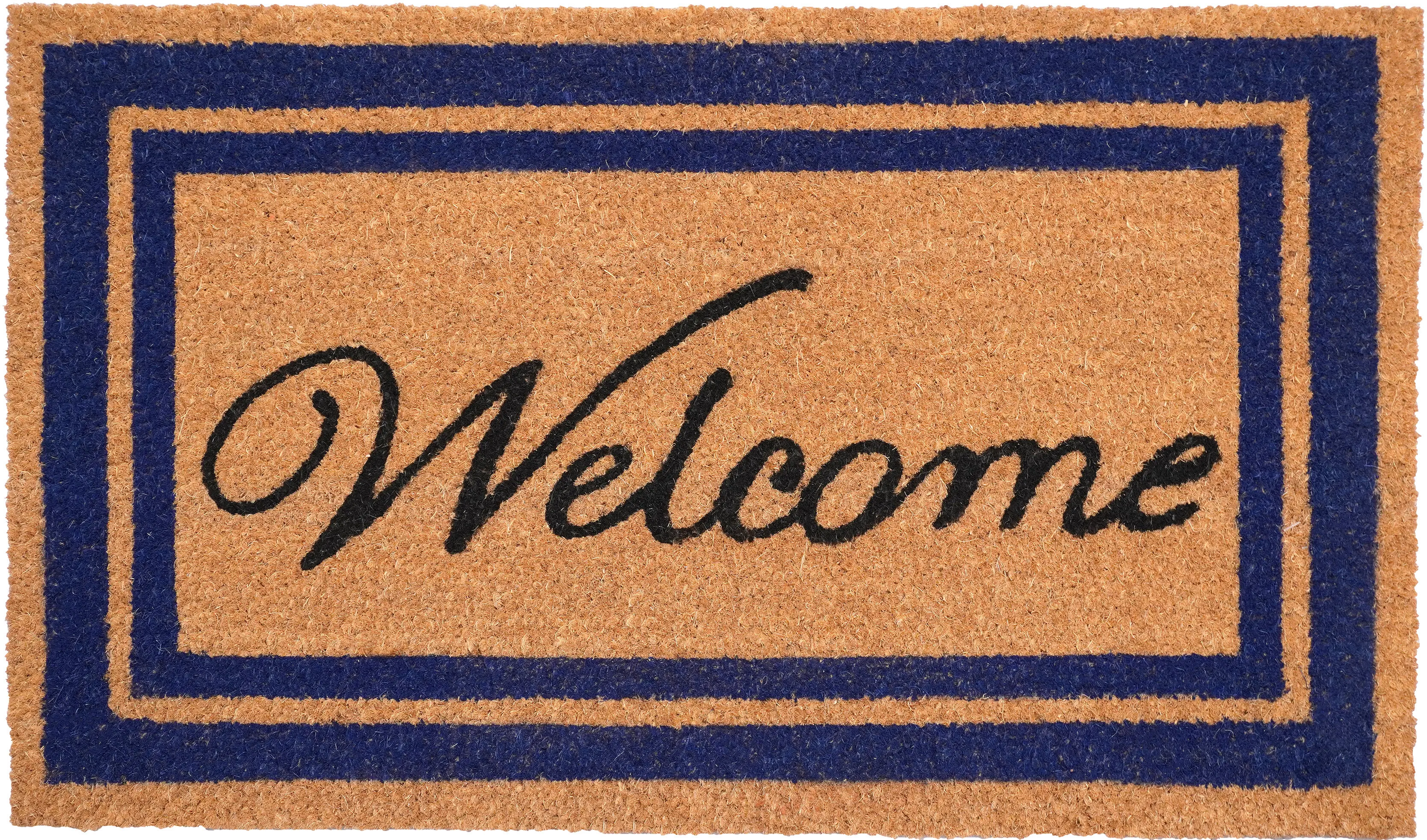 153001830WELC Navy Border Welcome Doormat-1