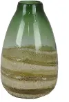 11.25 Green Glass Swirl Vase