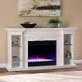 FC1154759 Henstinger White Color Changing Fireplace Bookcase Mantel