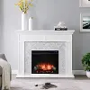 FR1009359 Torlington White Marble Tiled Touch Screen Electric Fireplace