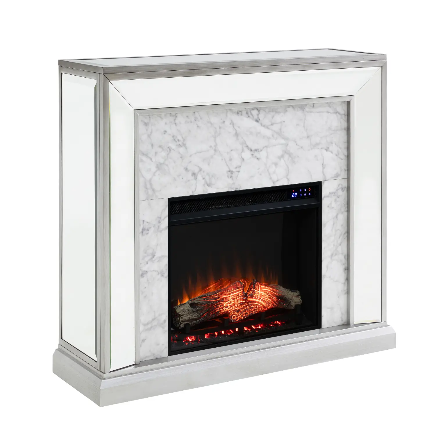 FR1027359 Trandling Silver Mirrored Touch Screen Electric Fireplace-1