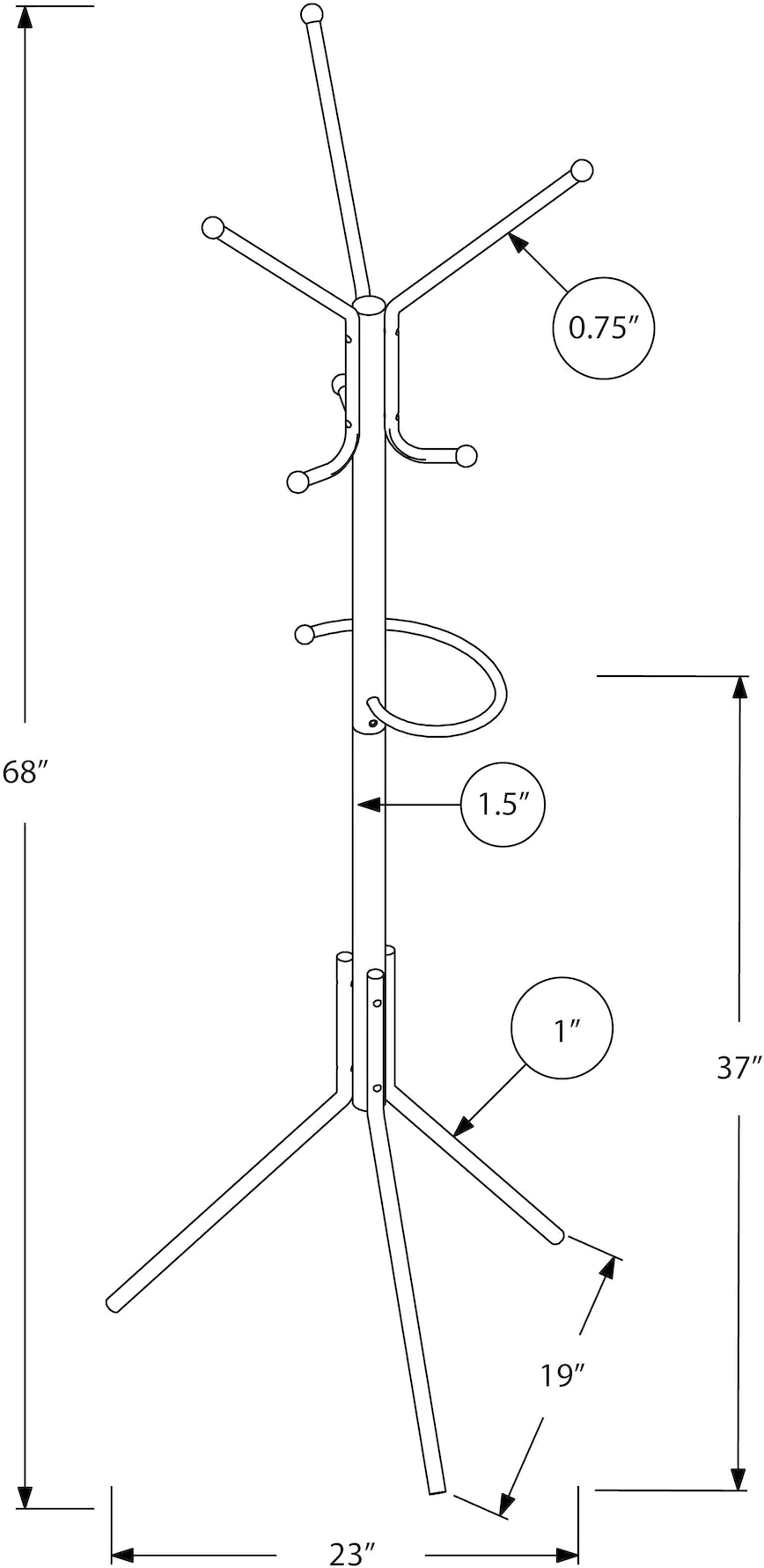 Reign Silver Metal Hall Tree Coat Rack-4