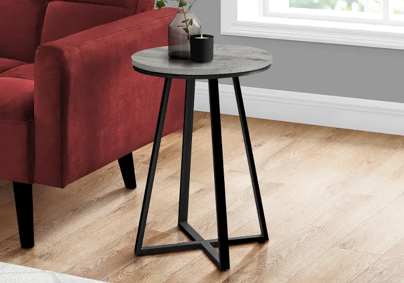 Elissa Gray and Black Round Side Table