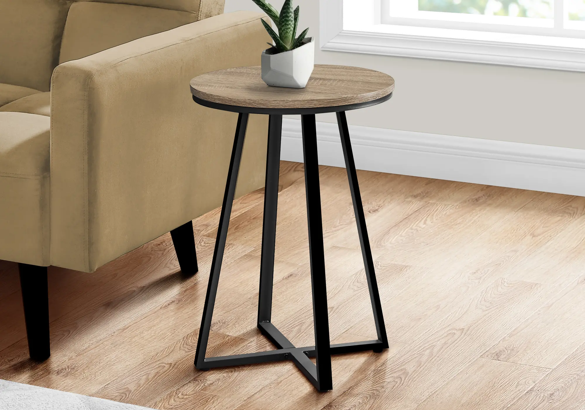 Elissa Dark Taupe and Black Round Side Table-1