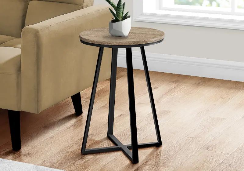 Elissa Dark Taupe and Black Round Side Table