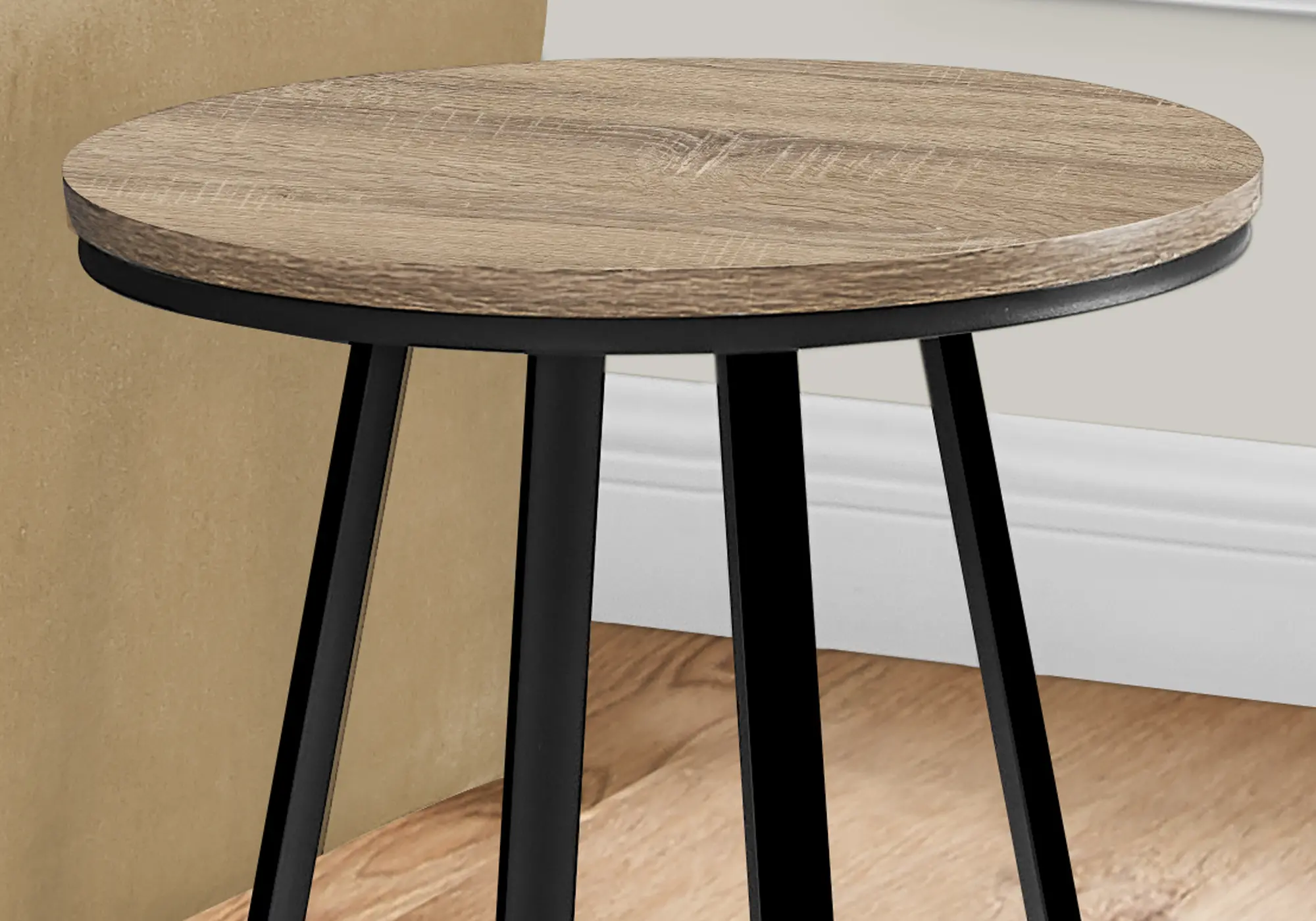 Elissa Dark Taupe and Black Round Side Table-3