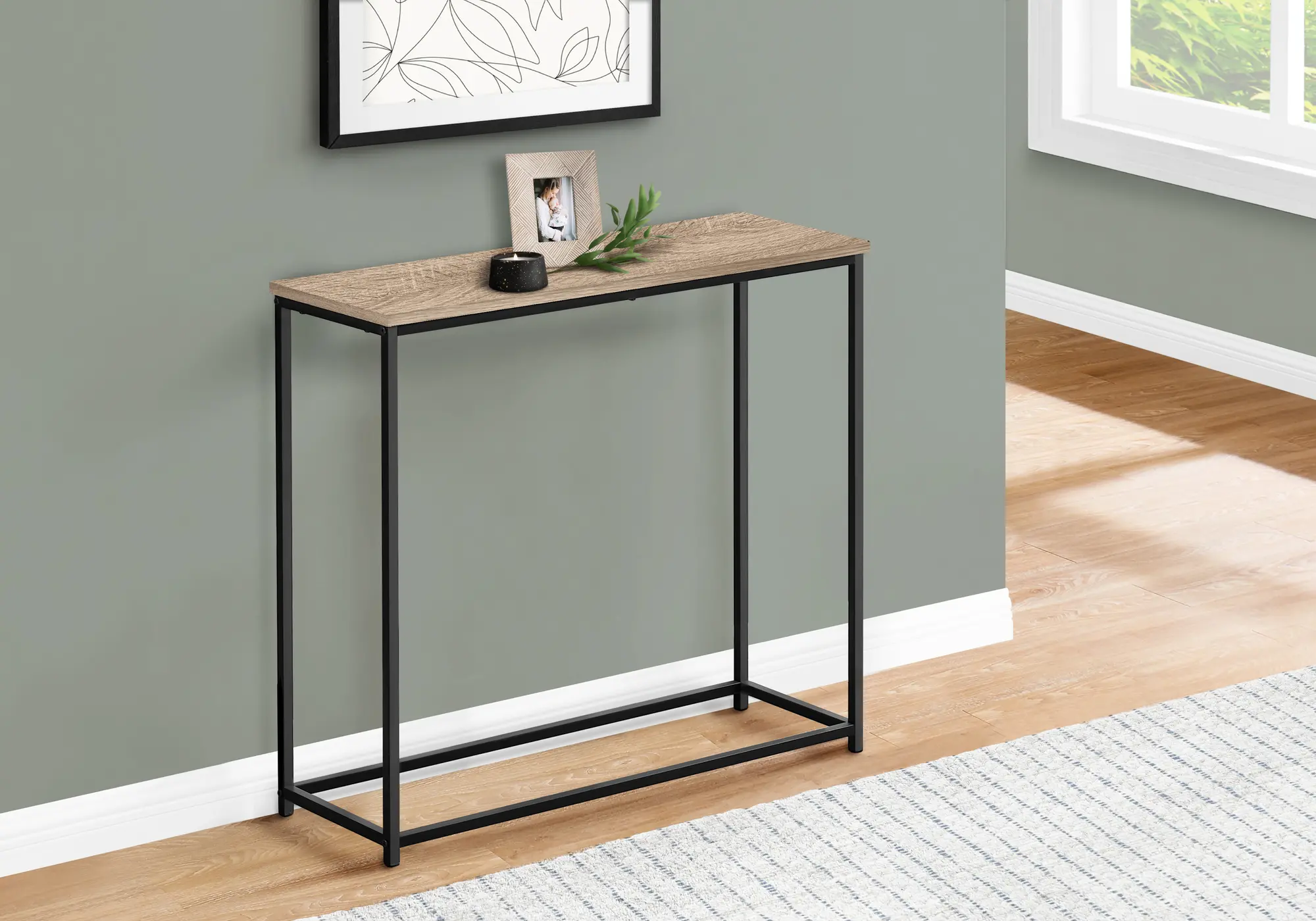 Blaine Taupe and Black Console Table-1