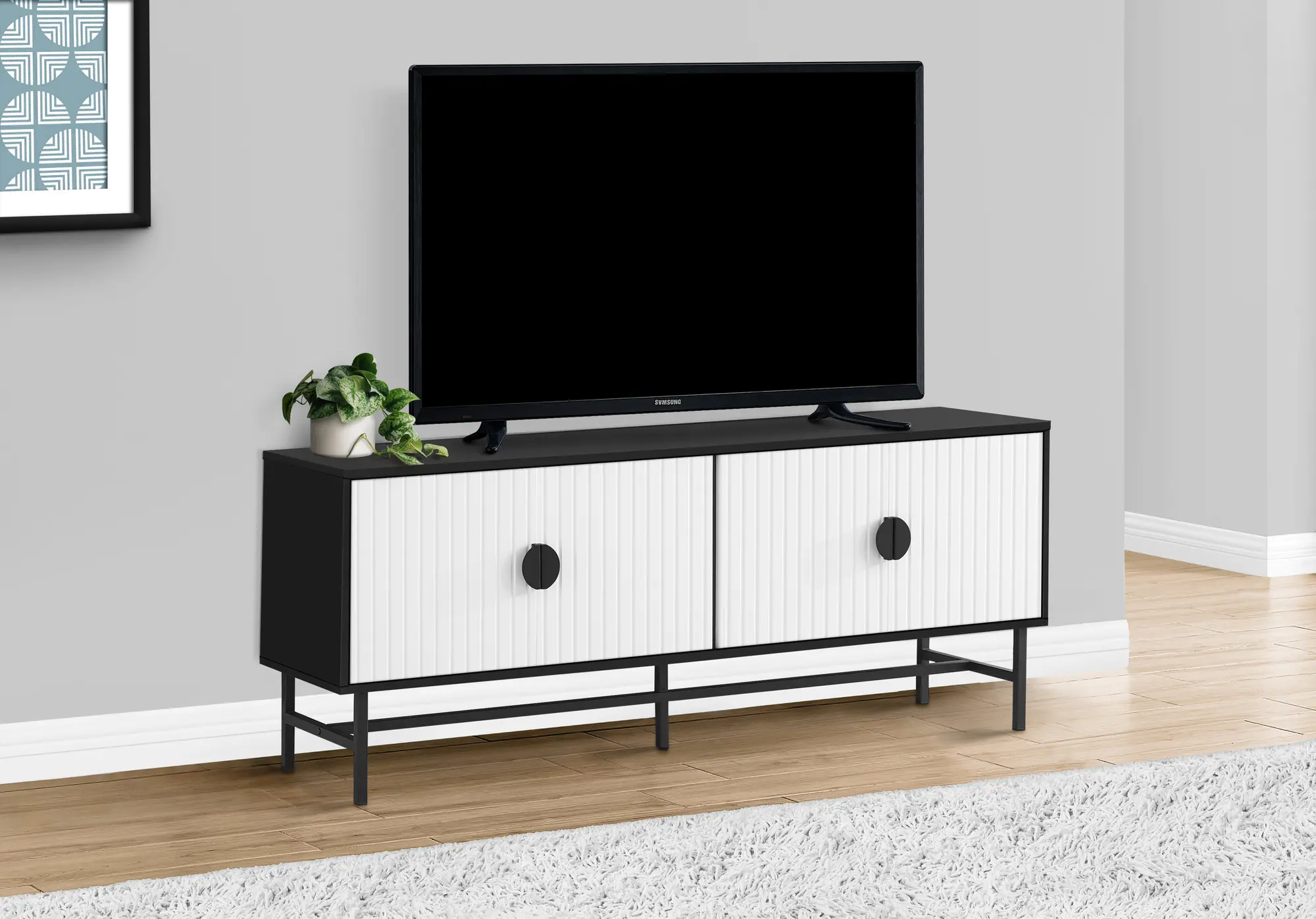 Maeve White and Black 60 TV stand-2
