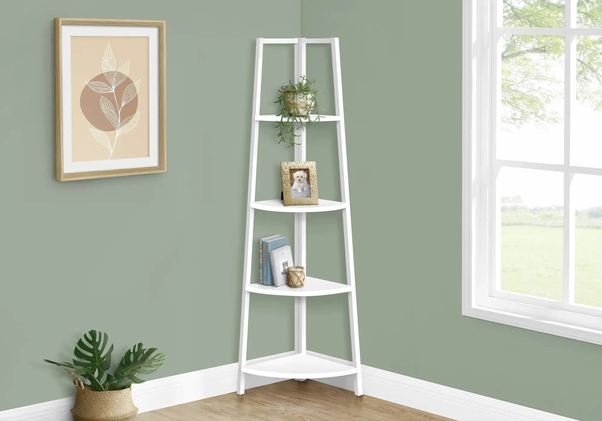 Connor 60 White Corner Bookshelf-2