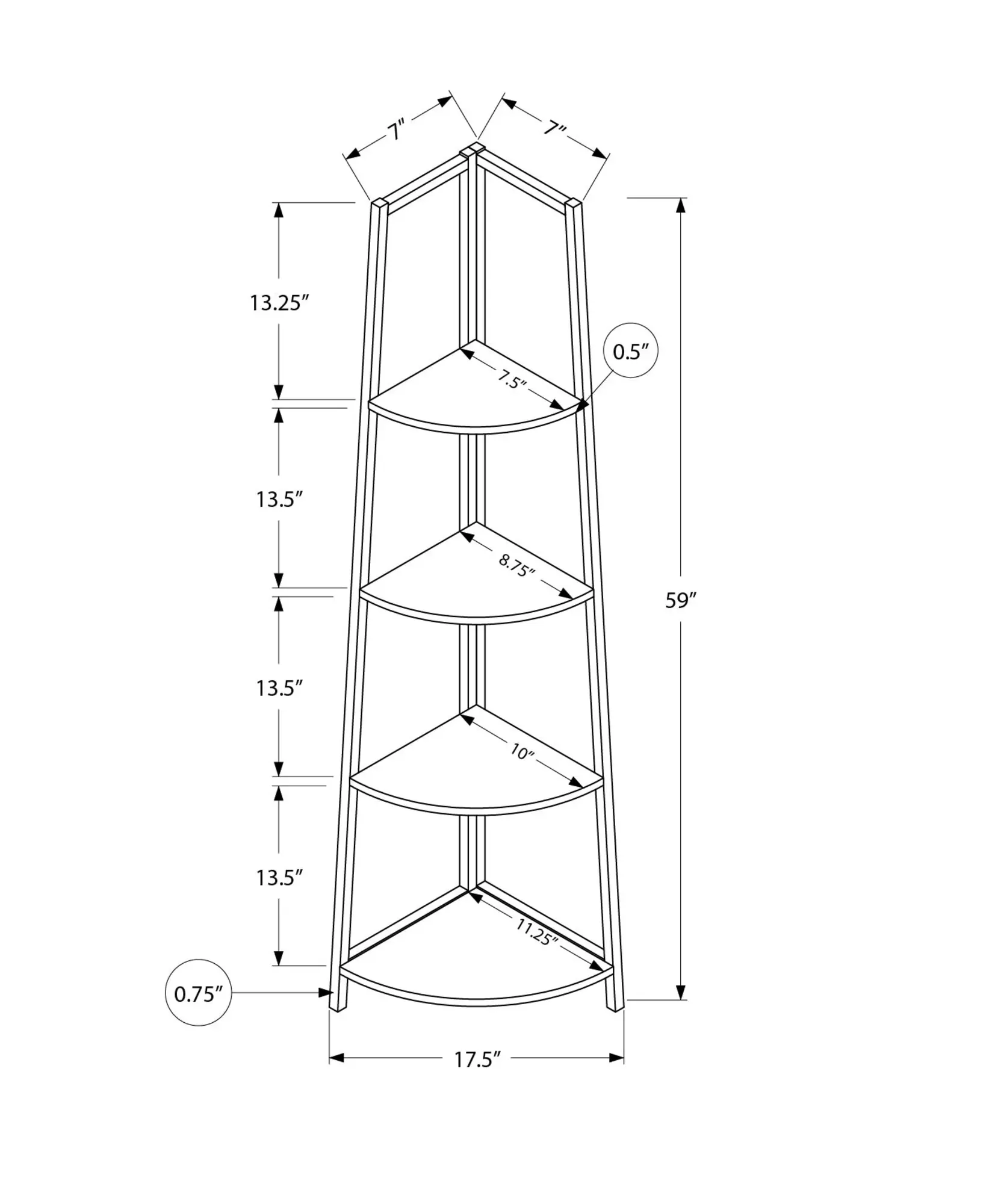 Connor 60 White Corner Bookshelf-3