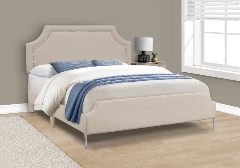 Liza Beige Queen Upholstered Bed