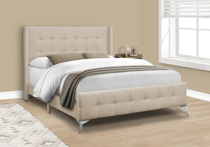 Chadley Beige Linen Upholstered Queen Bed