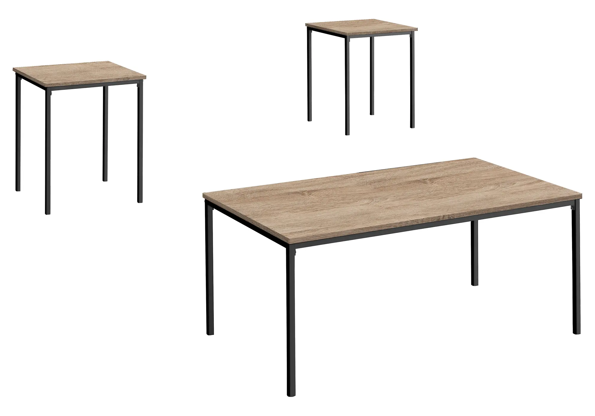 Carly Taupe and Black 3 Piece Living Room Table Set-3